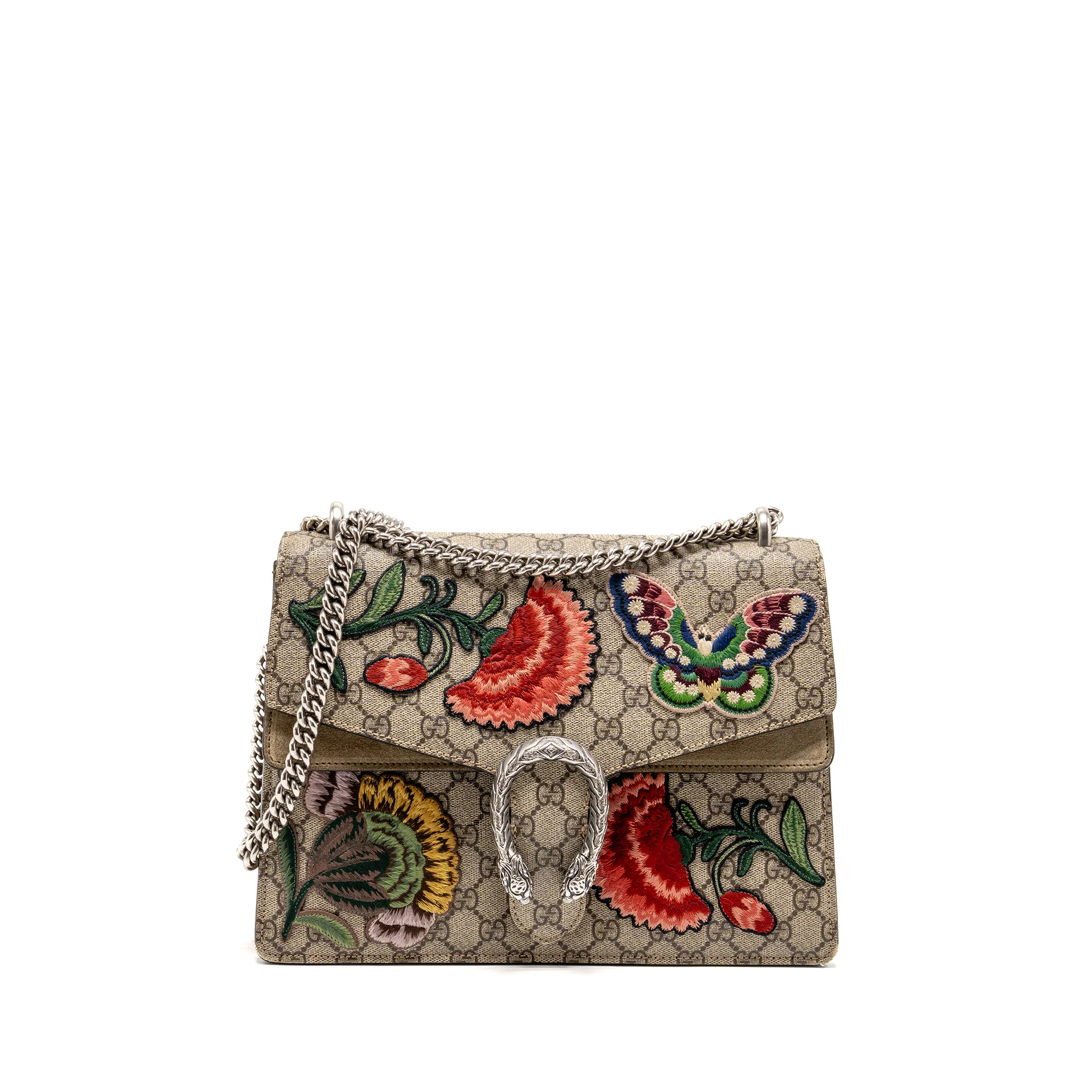 Gucci Medium Embroidered Dionysus Shoulder Bag GG Supreme Canvas/Leather Multicolour SHW