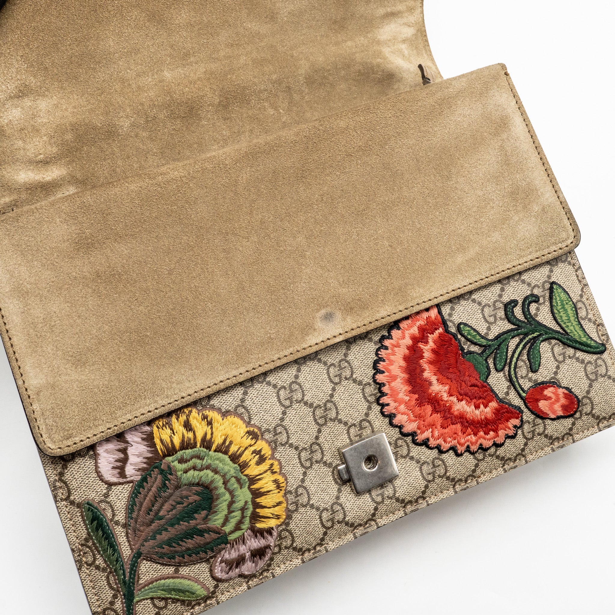 Gucci Medium Embroidered Dionysus Shoulder Bag GG Supreme Canvas/Leather Multicolour SHW - Image 13