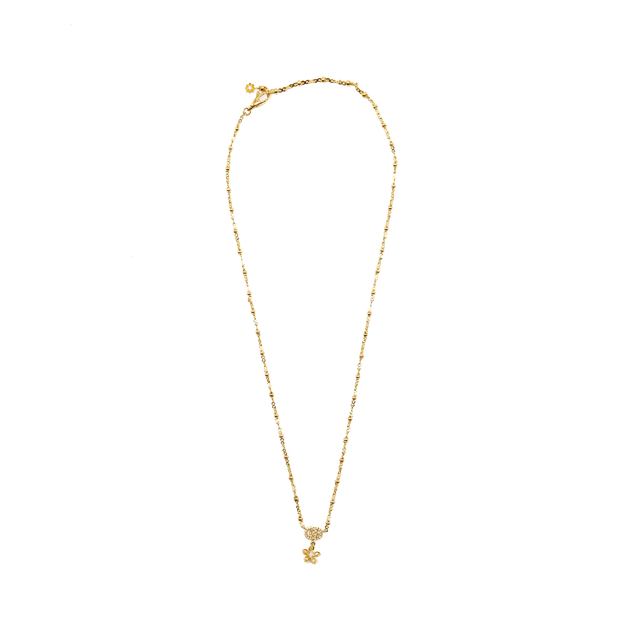 Gucci Double G and Flower Pendant Yellow Gold, Diamonds - Image 3