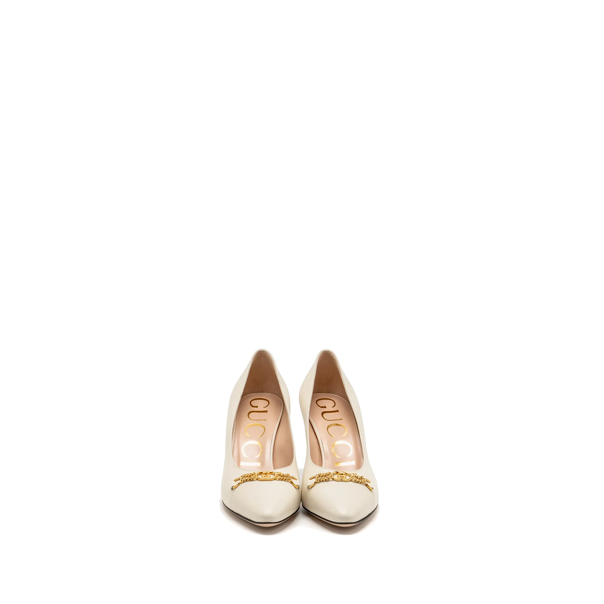 Gucci Size 35 Interlocking G Horsebit Detailed Pumps Leather White GHW - Image 3