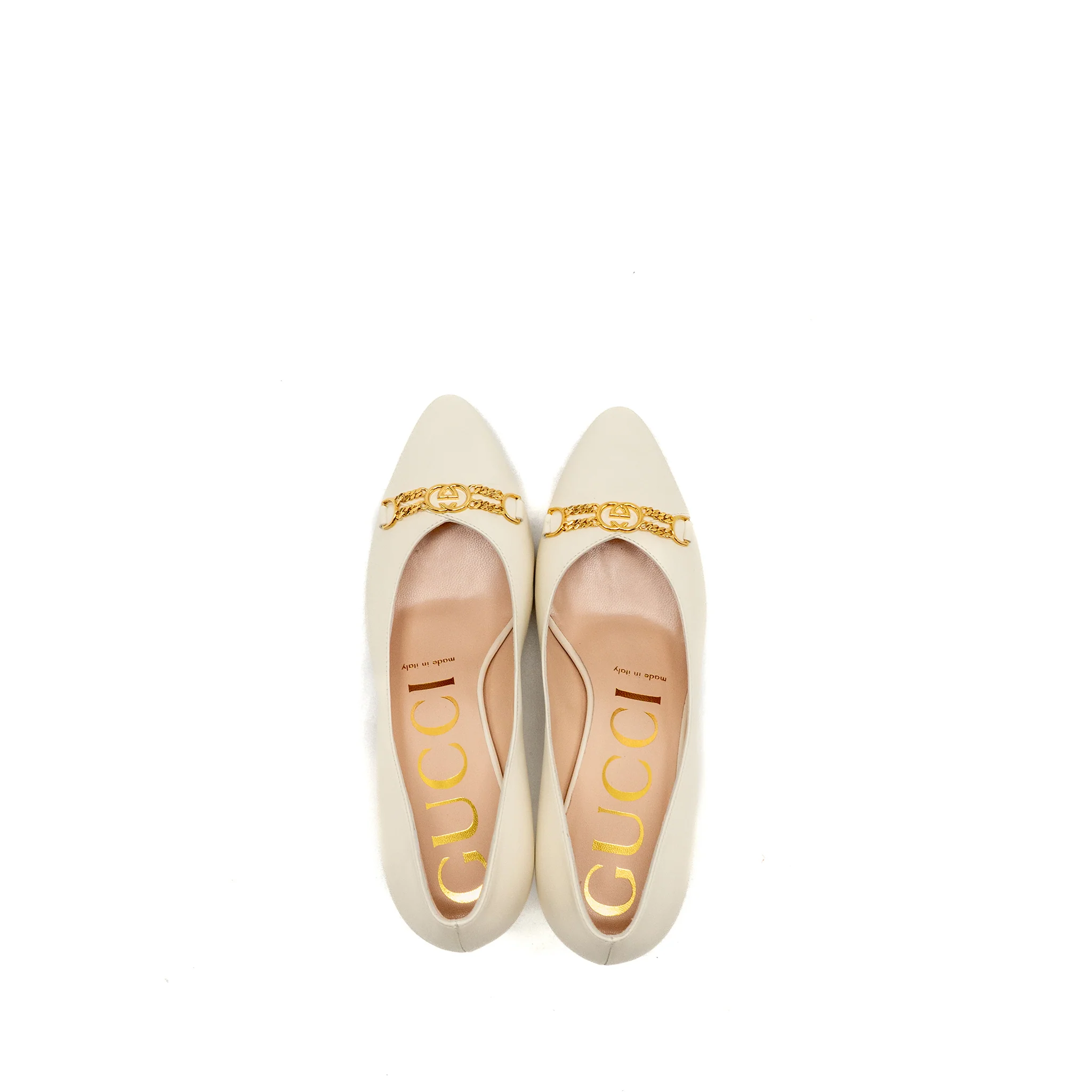 Gucci Size 35 Interlocking G Horsebit Detailed Pumps Leather White GHW - Image 4