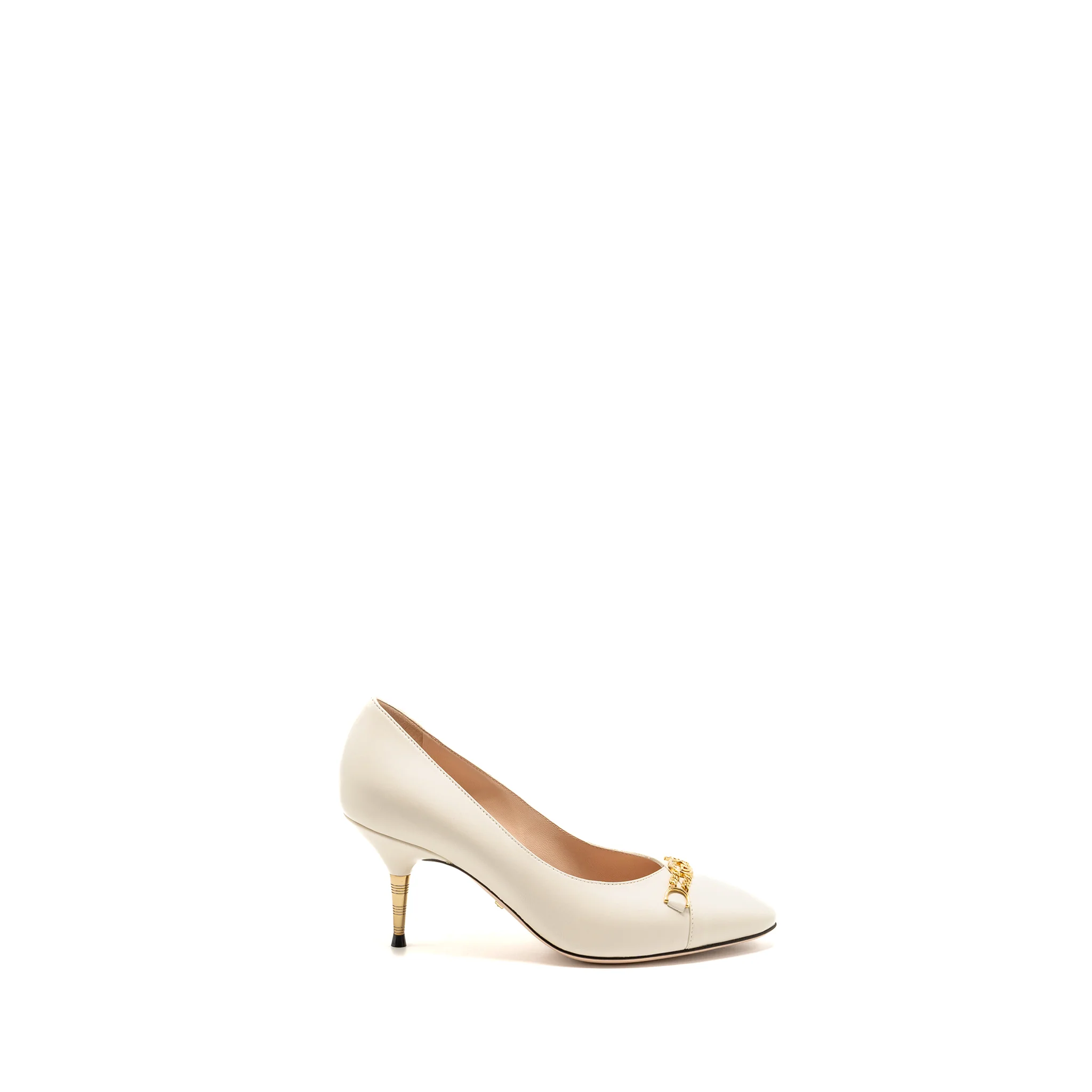 Gucci Size 35 Interlocking G Horsebit Detailed Pumps Leather White GHW - Image 5