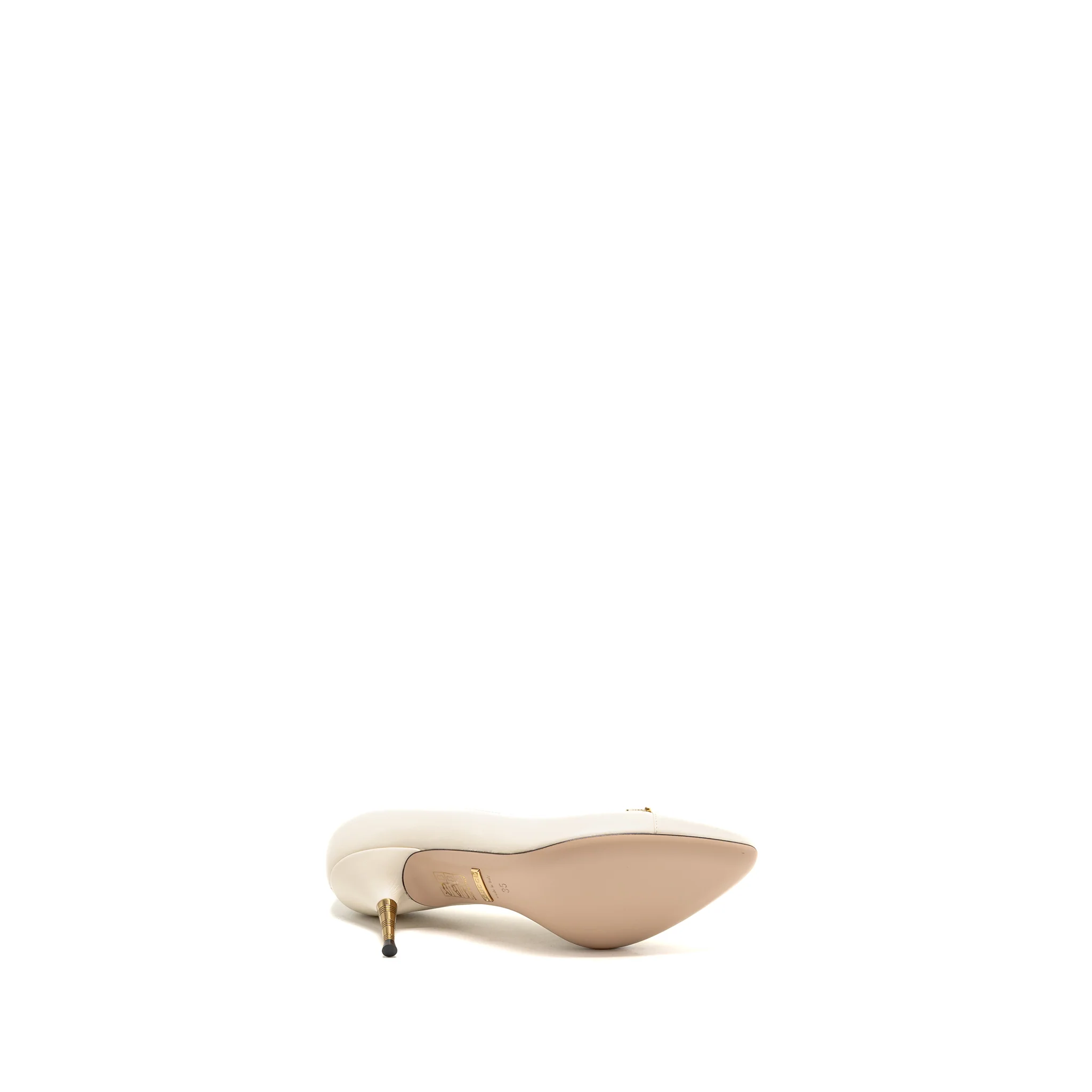 Gucci Size 35 Interlocking G Horsebit Detailed Pumps Leather White GHW - Image 7