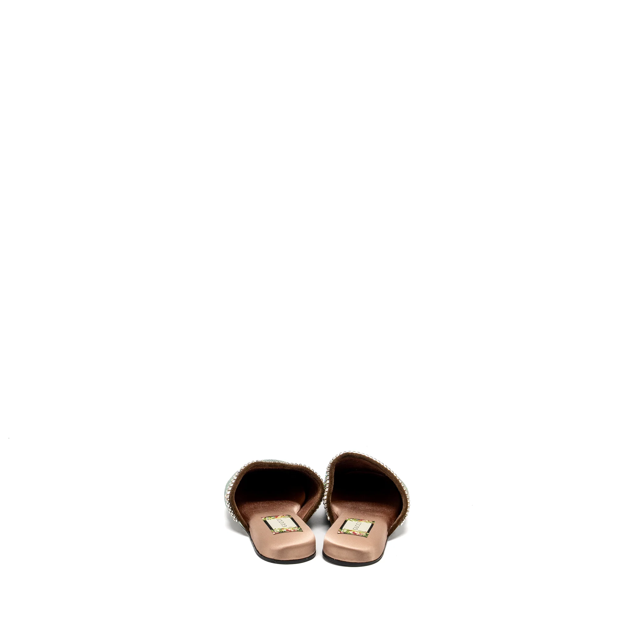 Gucci Size 36.5 Slippers with Crystal/ Velvet Green/Multicolour - Image 3