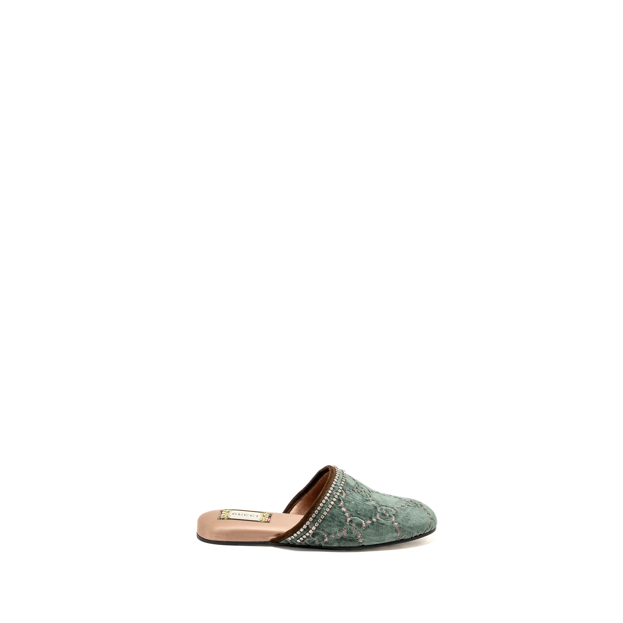 Gucci Size 36.5 Slippers with Crystal/ Velvet Green/Multicolour - Image 5