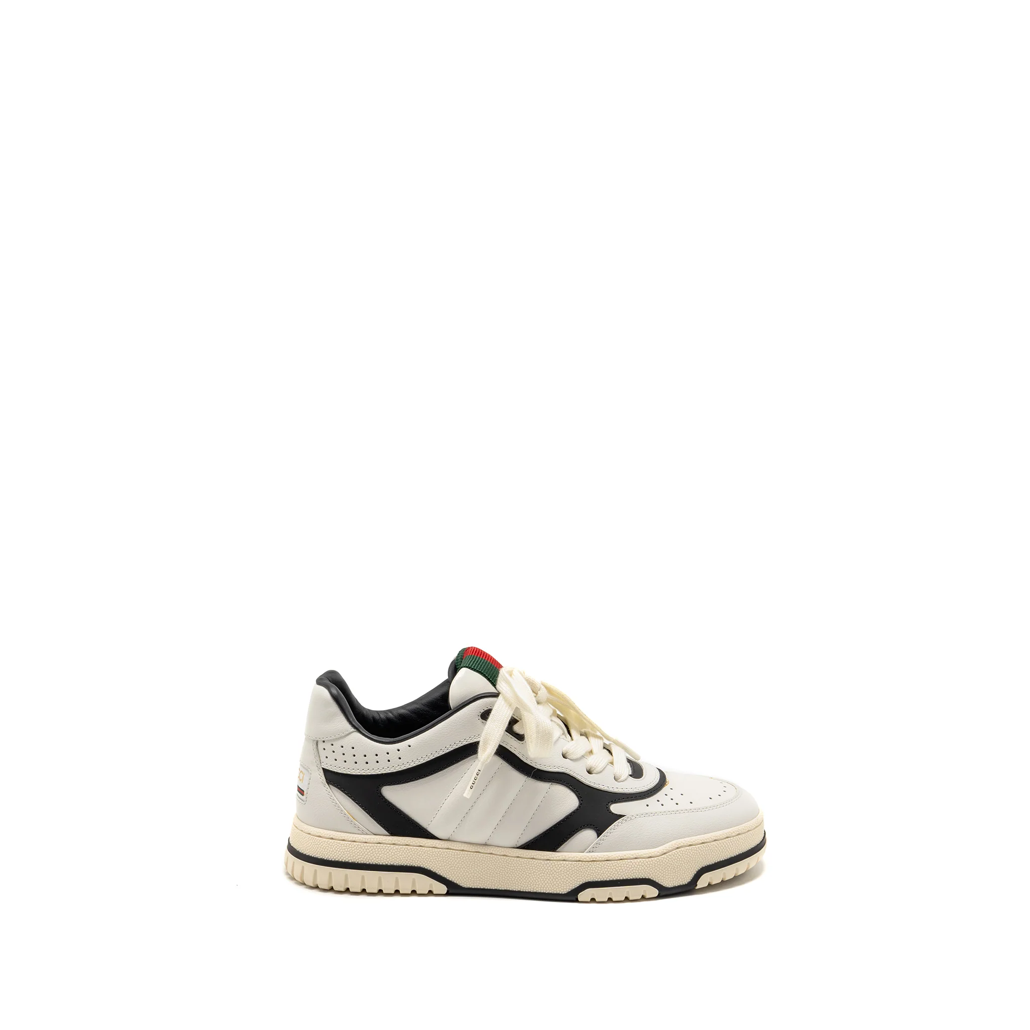 Gucci Size 37 Re-Web Sneakers Leather White/Black - Image 5