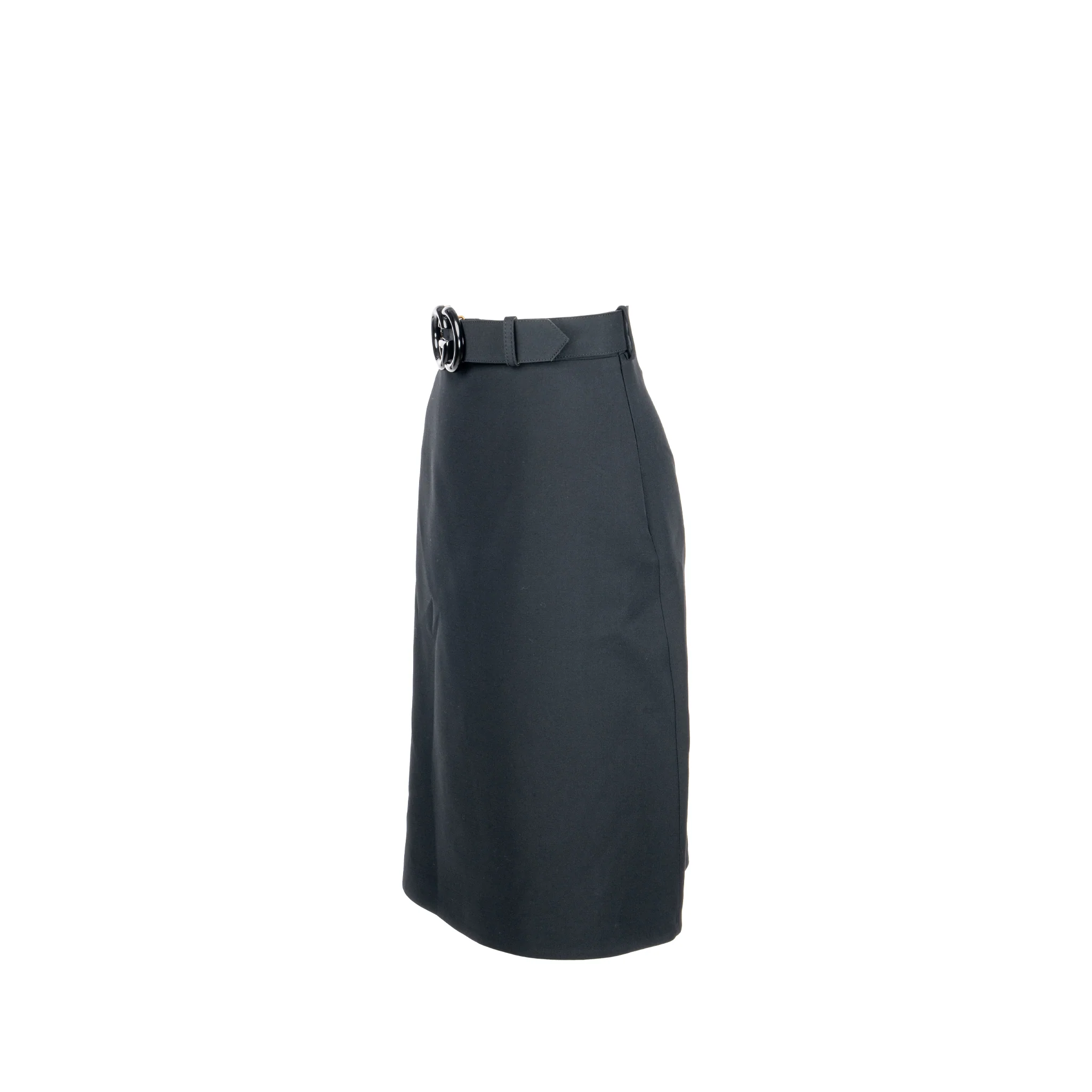 Gucci Size 38 GG Belt A-Line Skirt Silk/Wool Black - Image 2