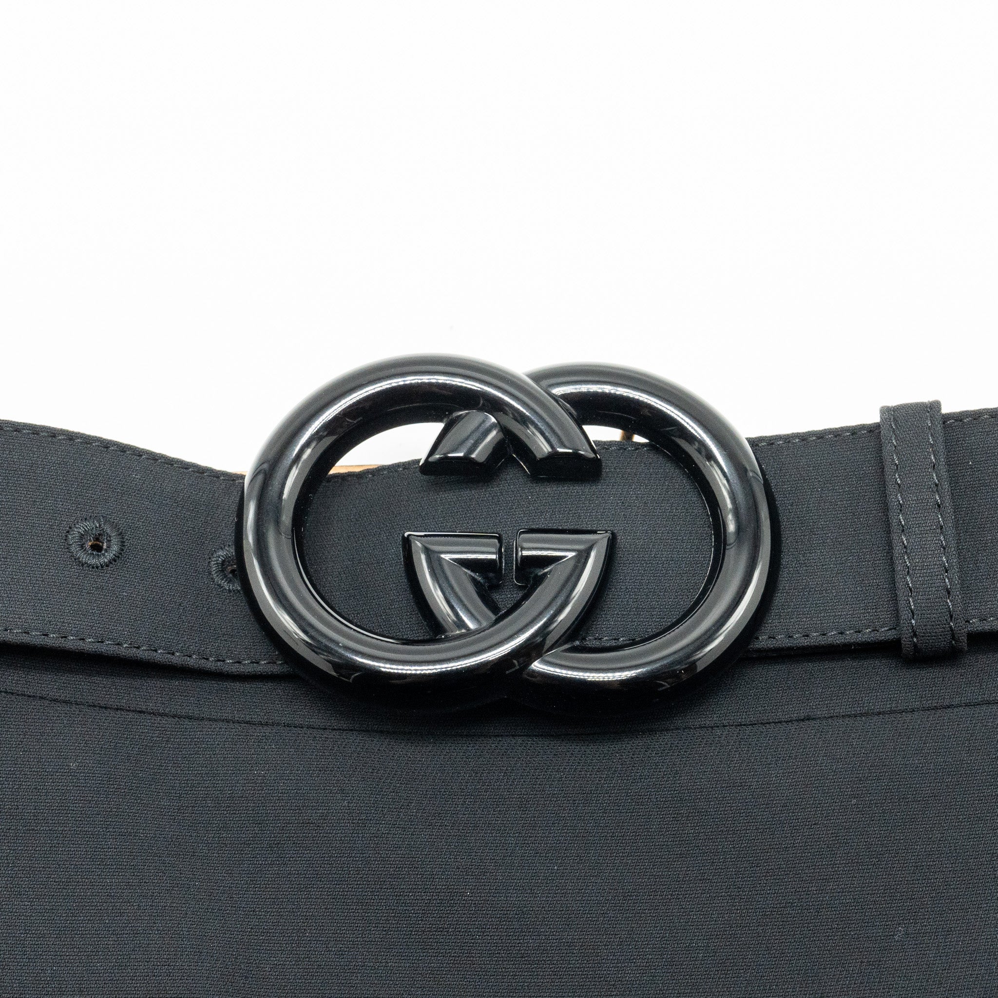 Gucci Size 38 GG Belt A-Line Skirt Silk/Wool Black - Image 4