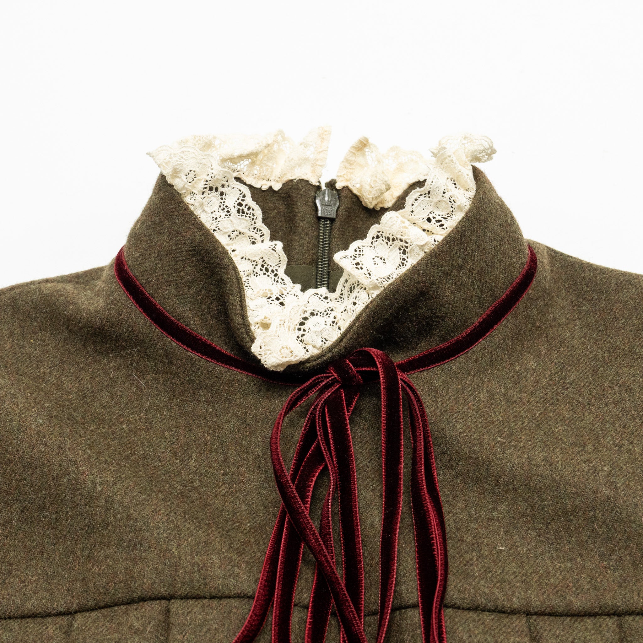 Gucci Size 38 Lace Collar Dress Wool Brown - Image 4
