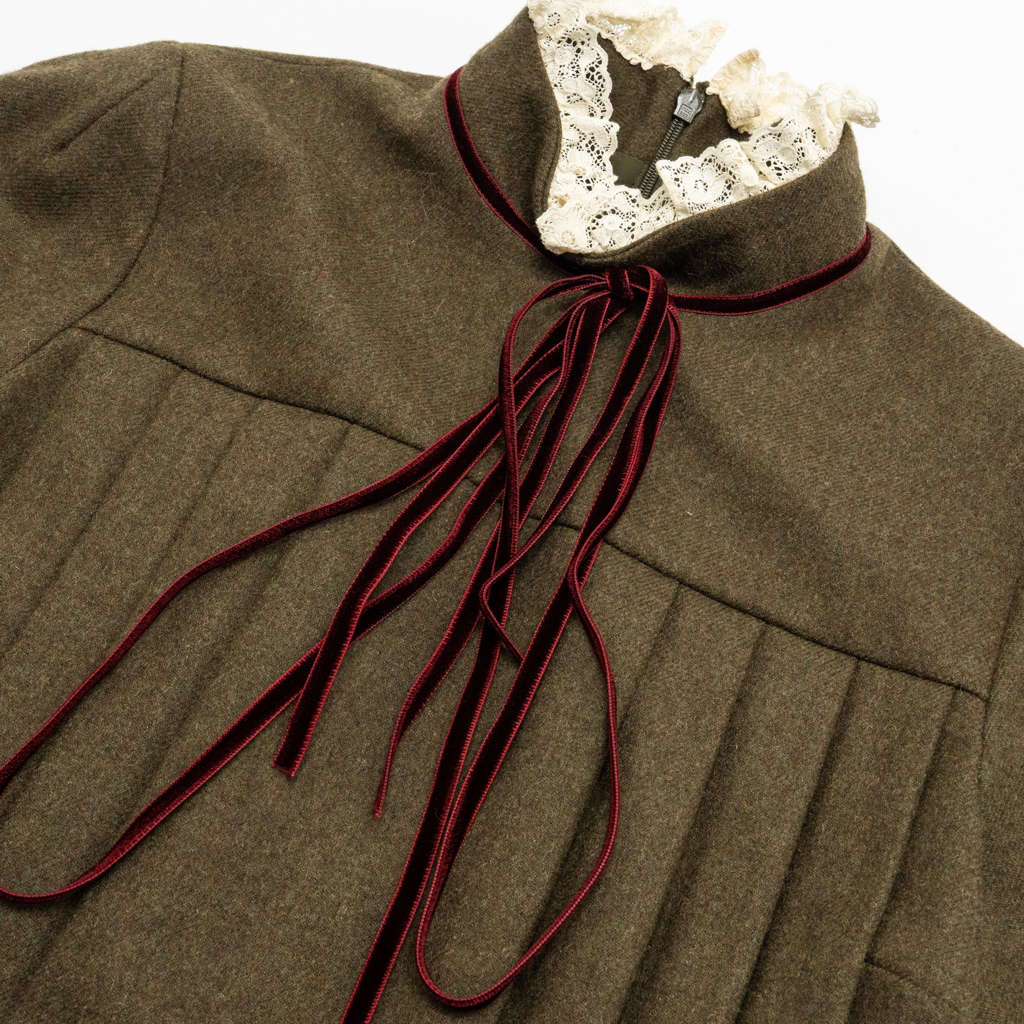 Gucci Size 38 Lace Collar Dress Wool Brown - Image 5