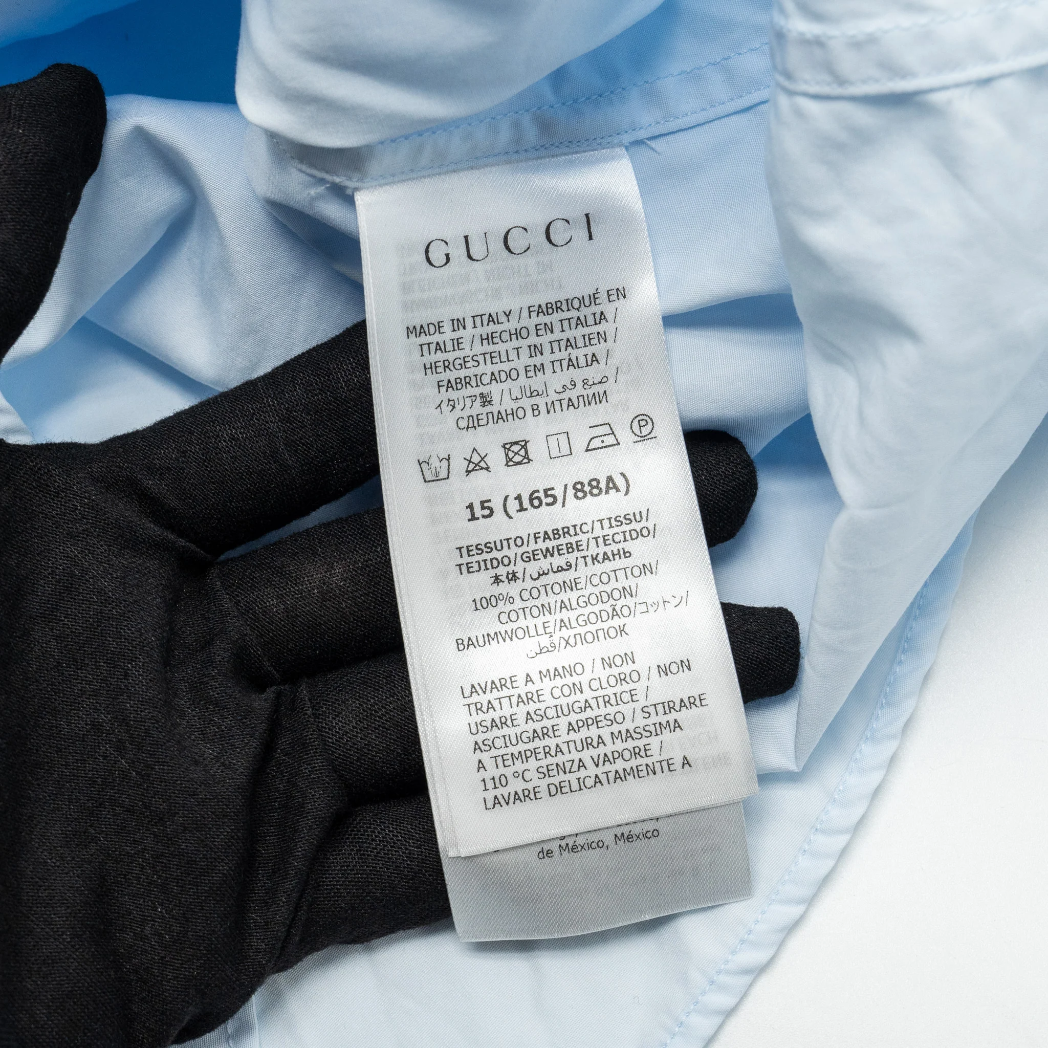 Gucci Size 38 Tuxedo Shirt Cotton Light Blue - Image 6
