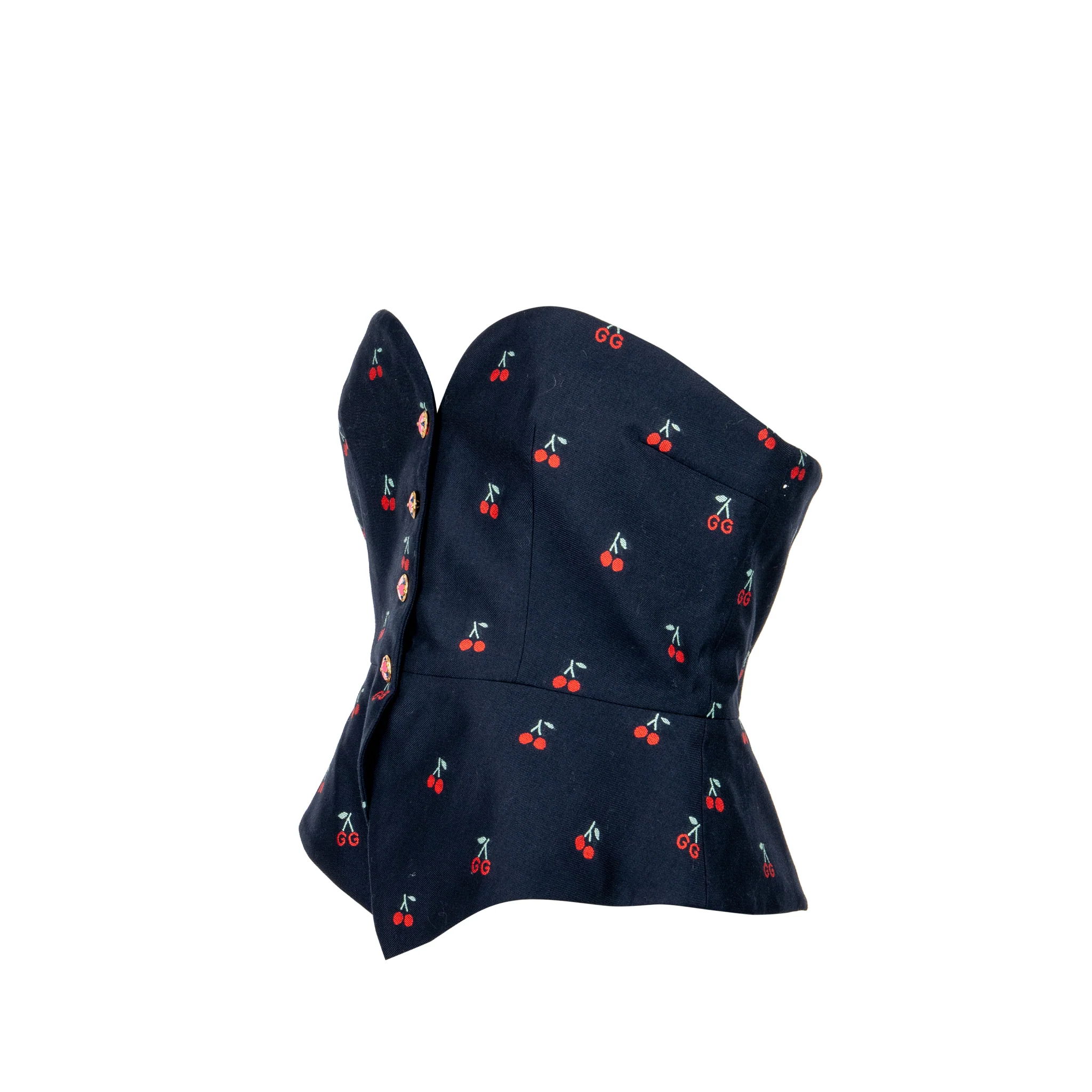 Gucci Size 40 Cherry Print Tube Top Cotton/Wool Navy - Image 2