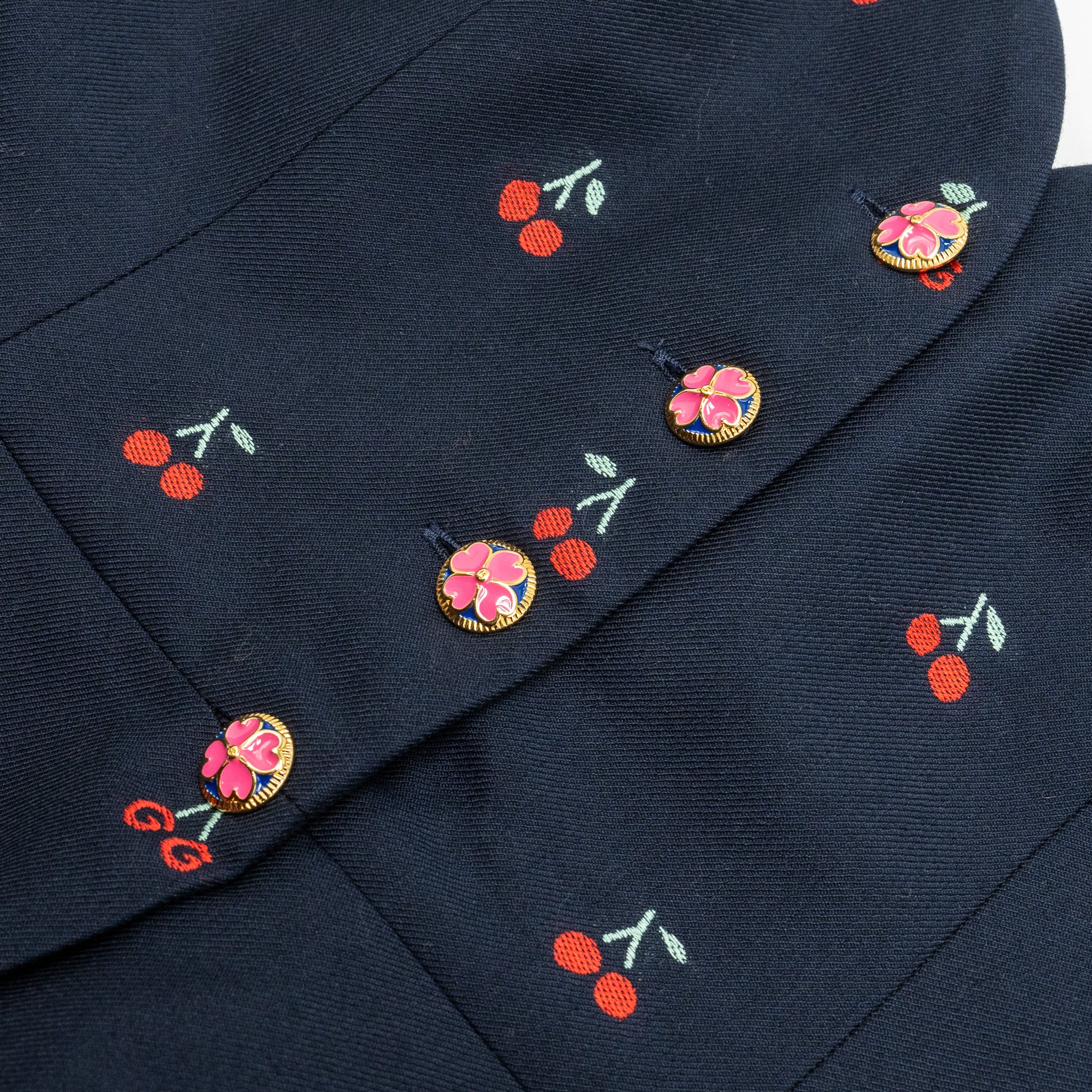 Gucci Size 40 Cherry Print Tube Top Cotton/Wool Navy - Image 5