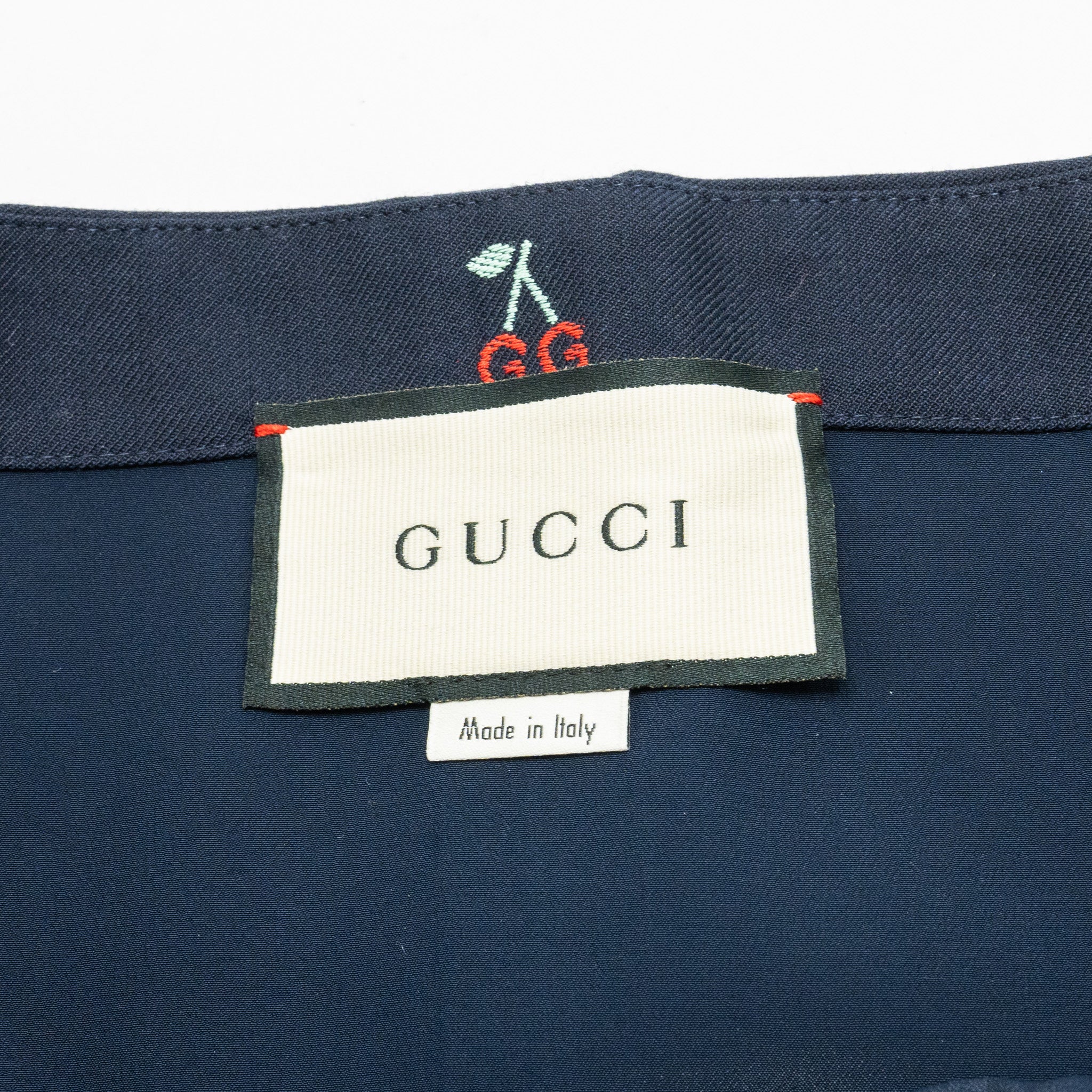 Gucci Size 40 Cherry Print Tube Top Cotton/Wool Navy - Image 6