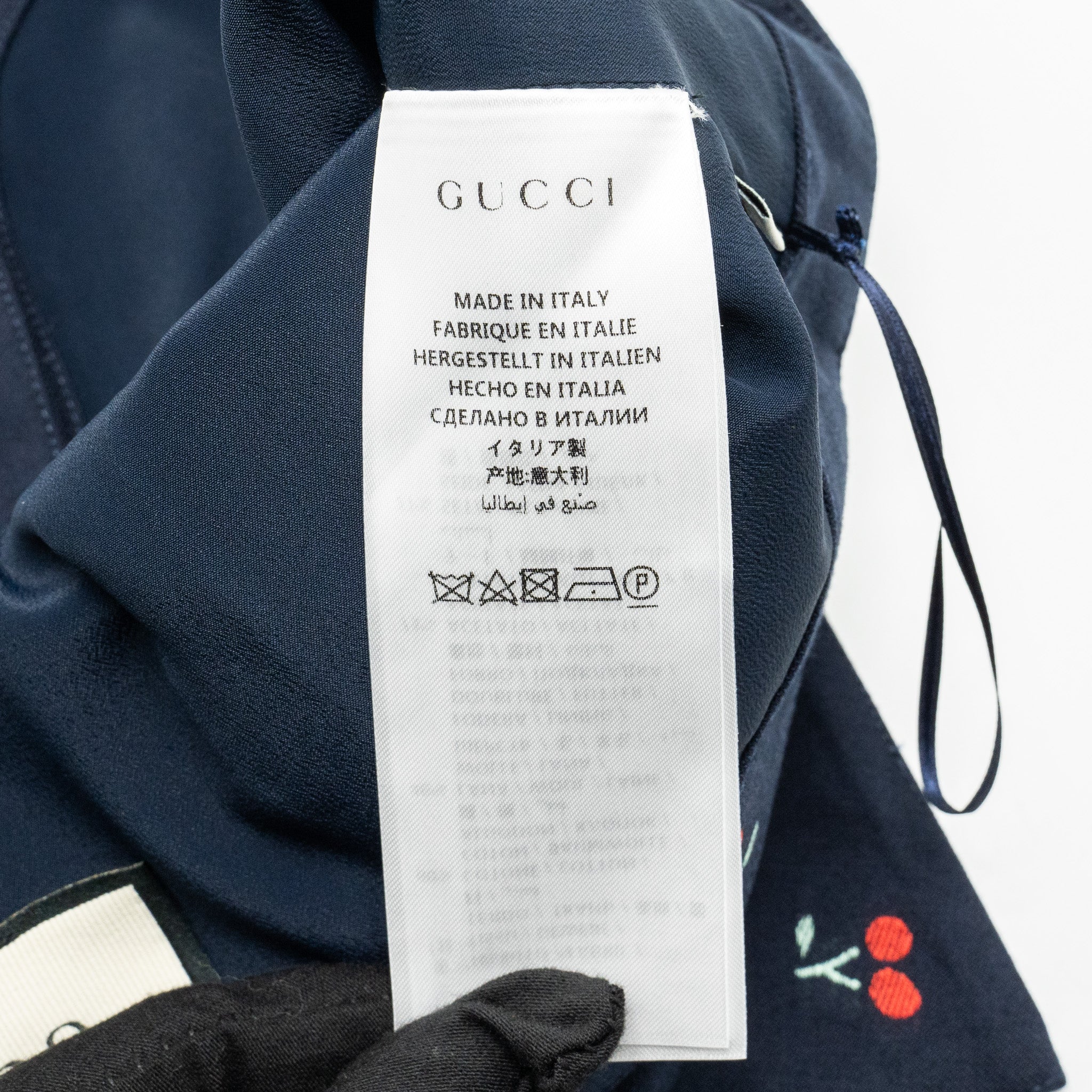 Gucci Size 40 Cherry Print Tube Top Cotton/Wool Navy - Image 8