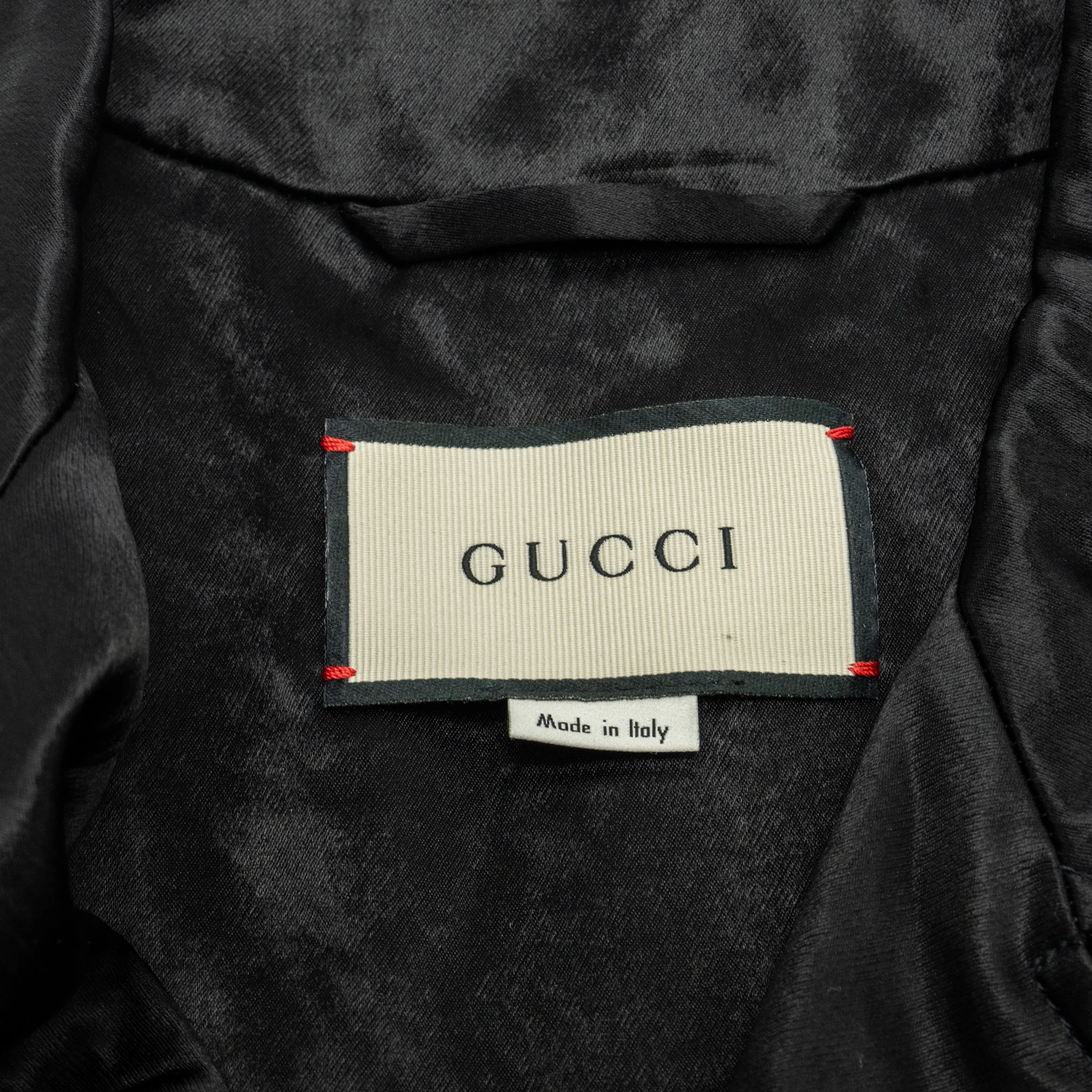 Gucci Size 44 Guccy Farmacia Embroidery Biker Jacket Acetate/Polyamide/Cotton Washed Black - Image 4