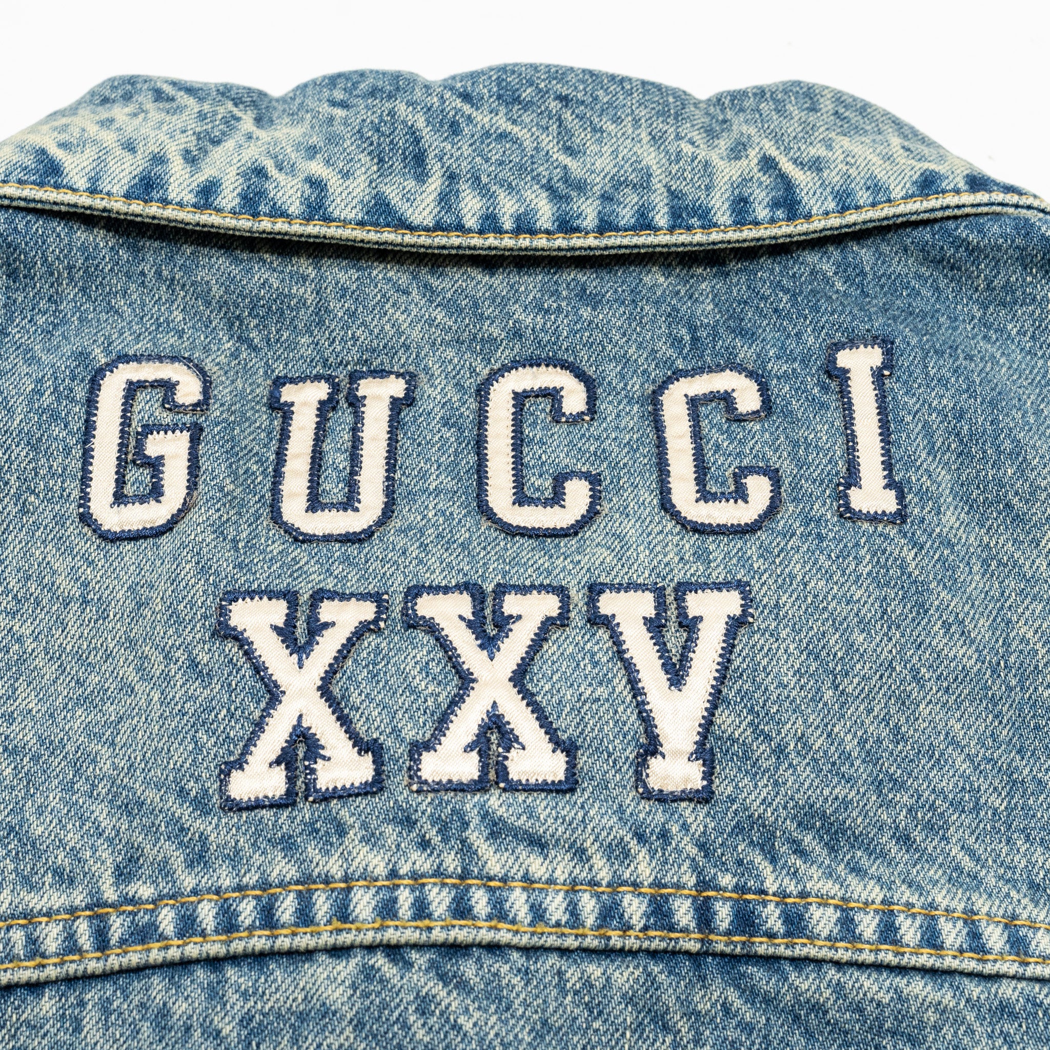 Gucci Size 46 Embroidered NY Logo Limited Edition Denim Jacket Cotton Blue - Image 7