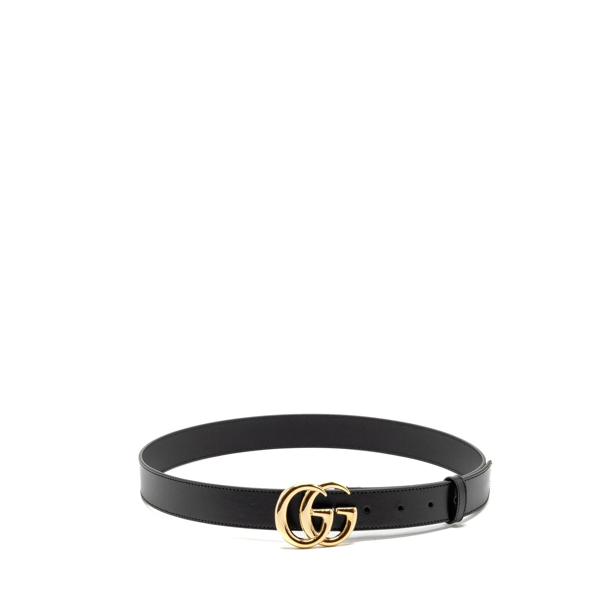 Gucci Size 90 GG Marmont Thin Belt Leather Black GHW
