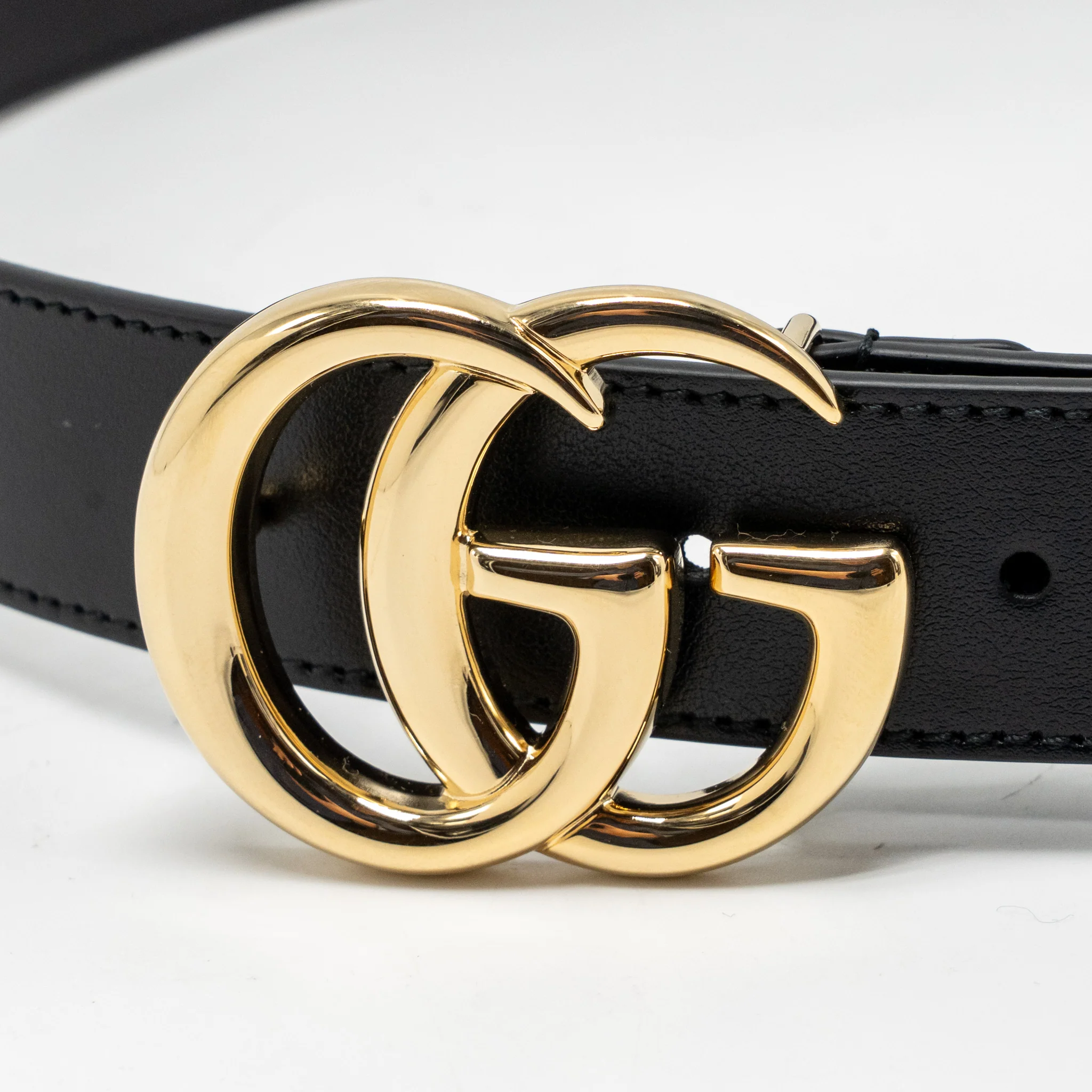 Gucci Size 90 GG Marmont Thin Belt Leather Black GHW - Image 4