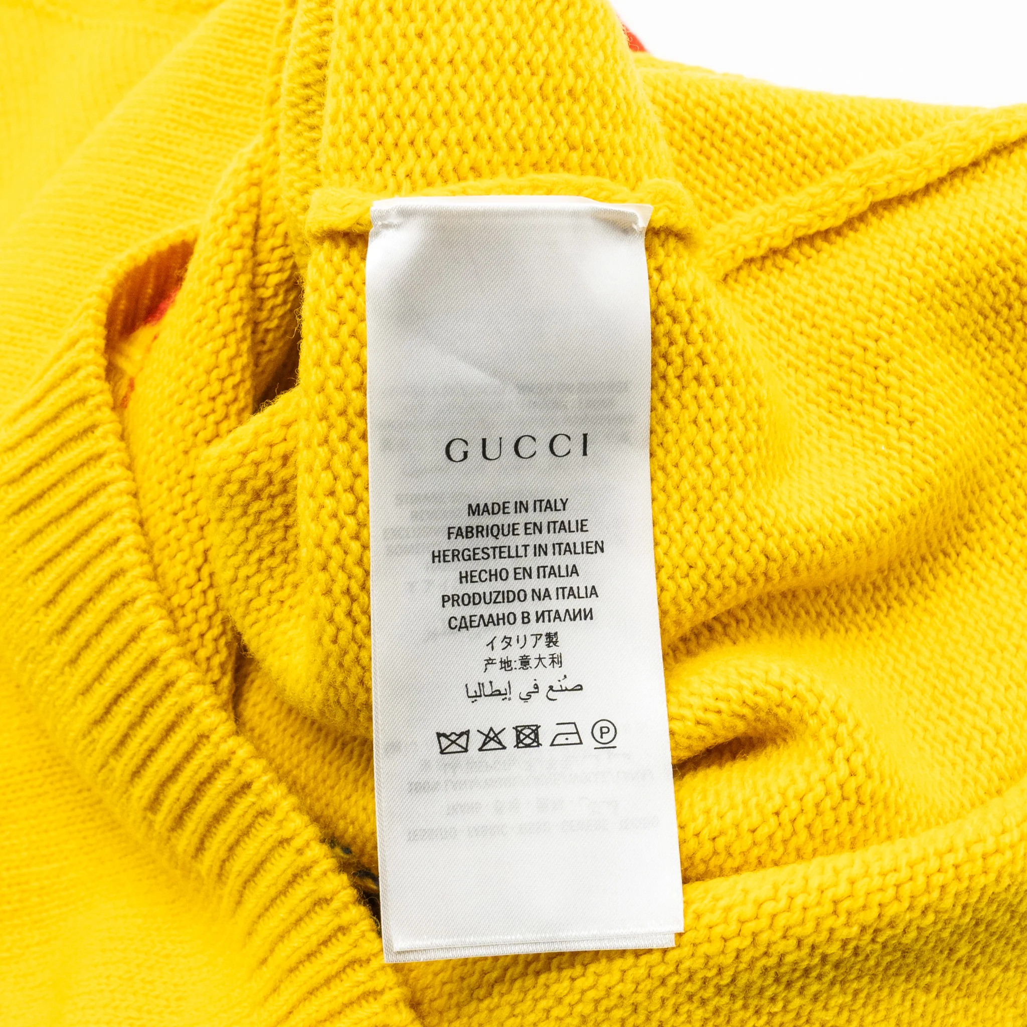 Gucci Size S Blind for Love and Wolf Sweater Wool Yellow/Multicolour - Image 10