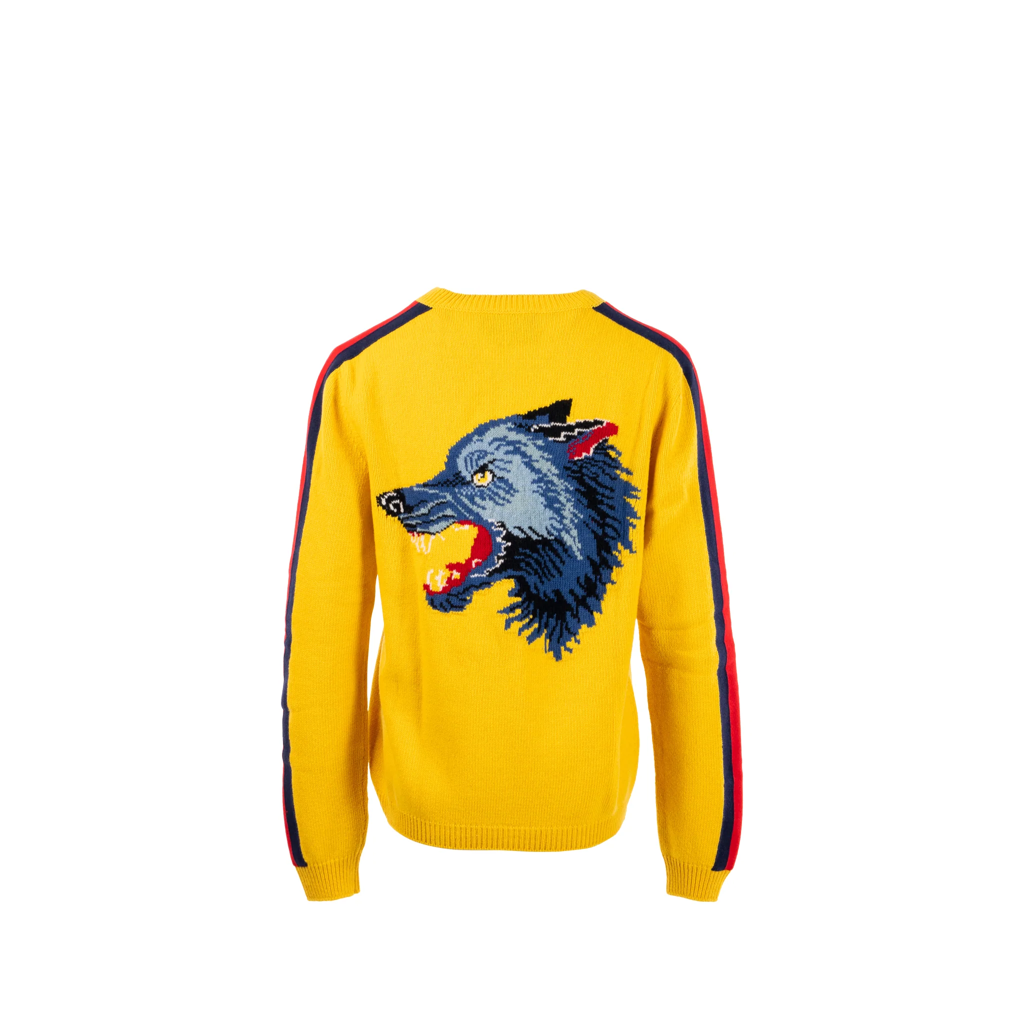Gucci Size S Blind for Love and Wolf Sweater Wool Yellow/Multicolour - Image 3