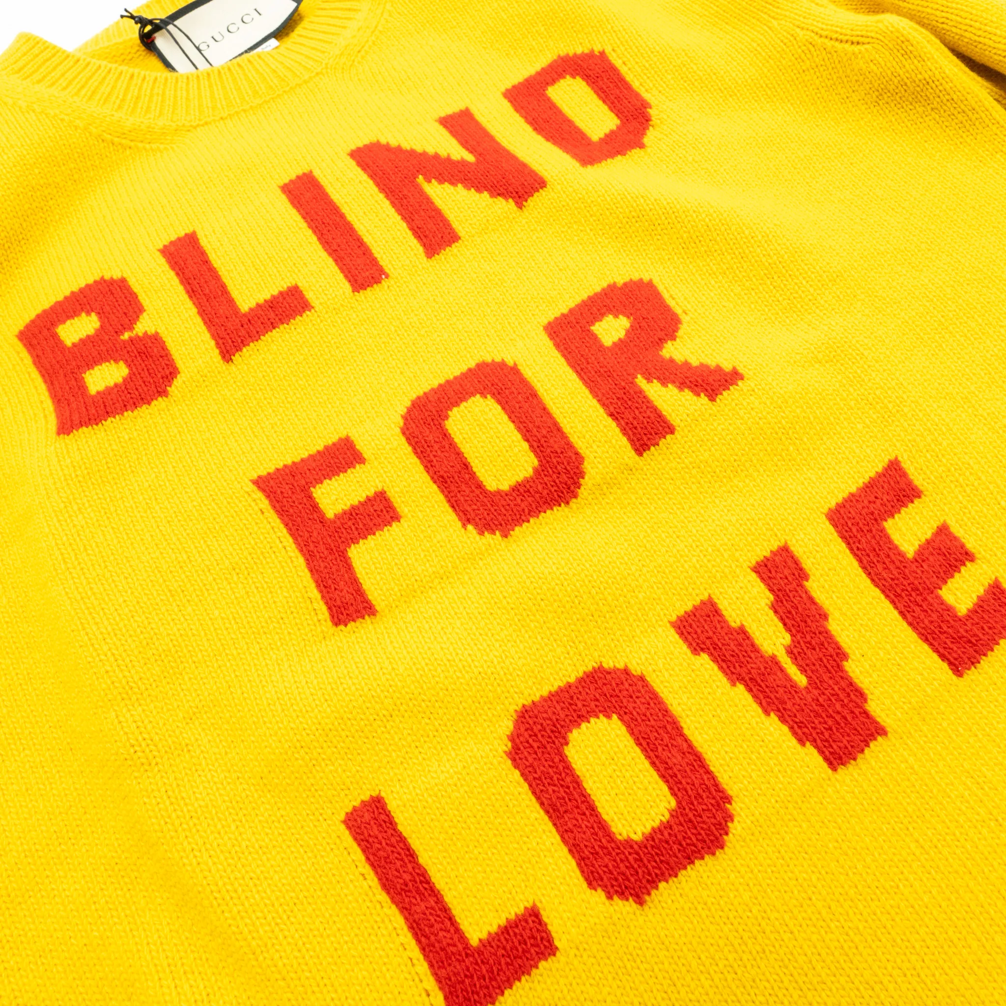 Gucci Size S Blind for Love and Wolf Sweater Wool Yellow/Multicolour - Image 4