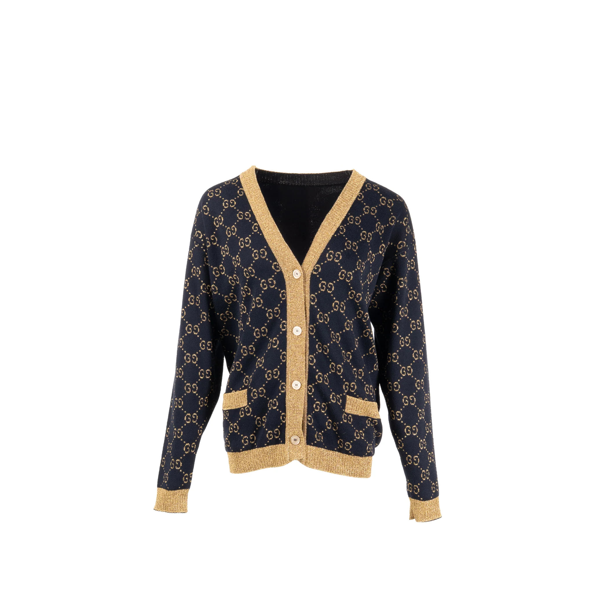 Gucci size S Cardigan cotton navy/gold
