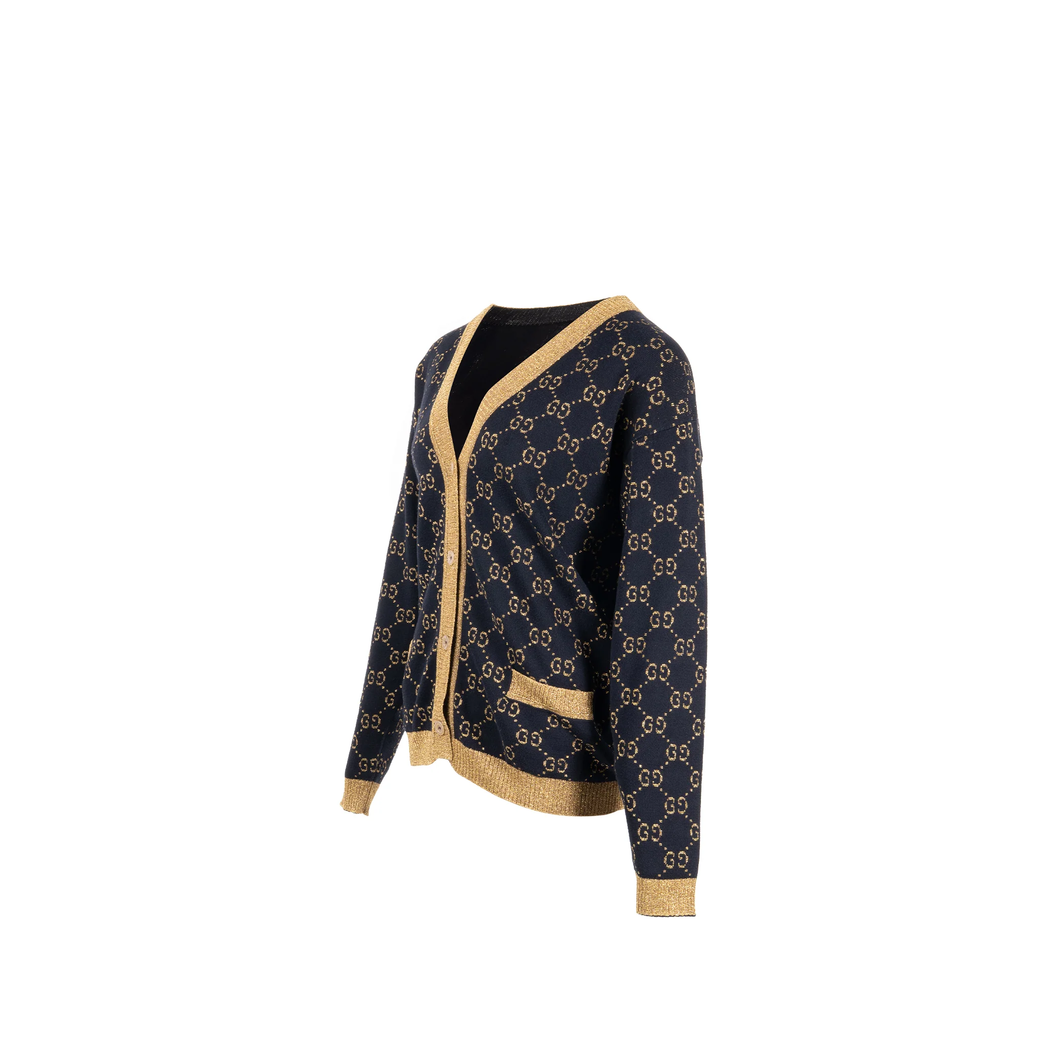 Gucci size S Cardigan cotton navy/gold - Image 3