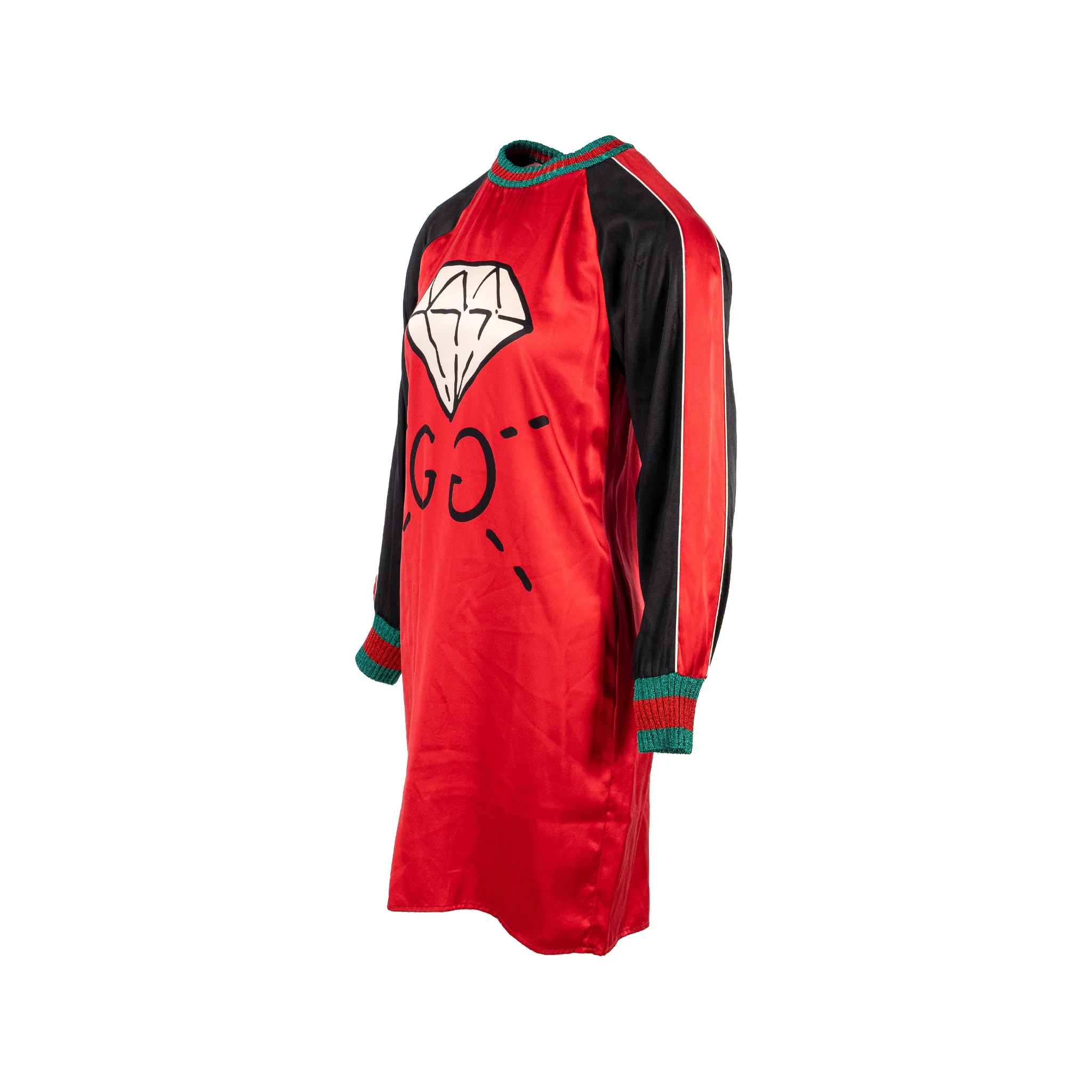 Gucci Size S Ghost Diamond Dress Silk Black/Red/White - Image 2