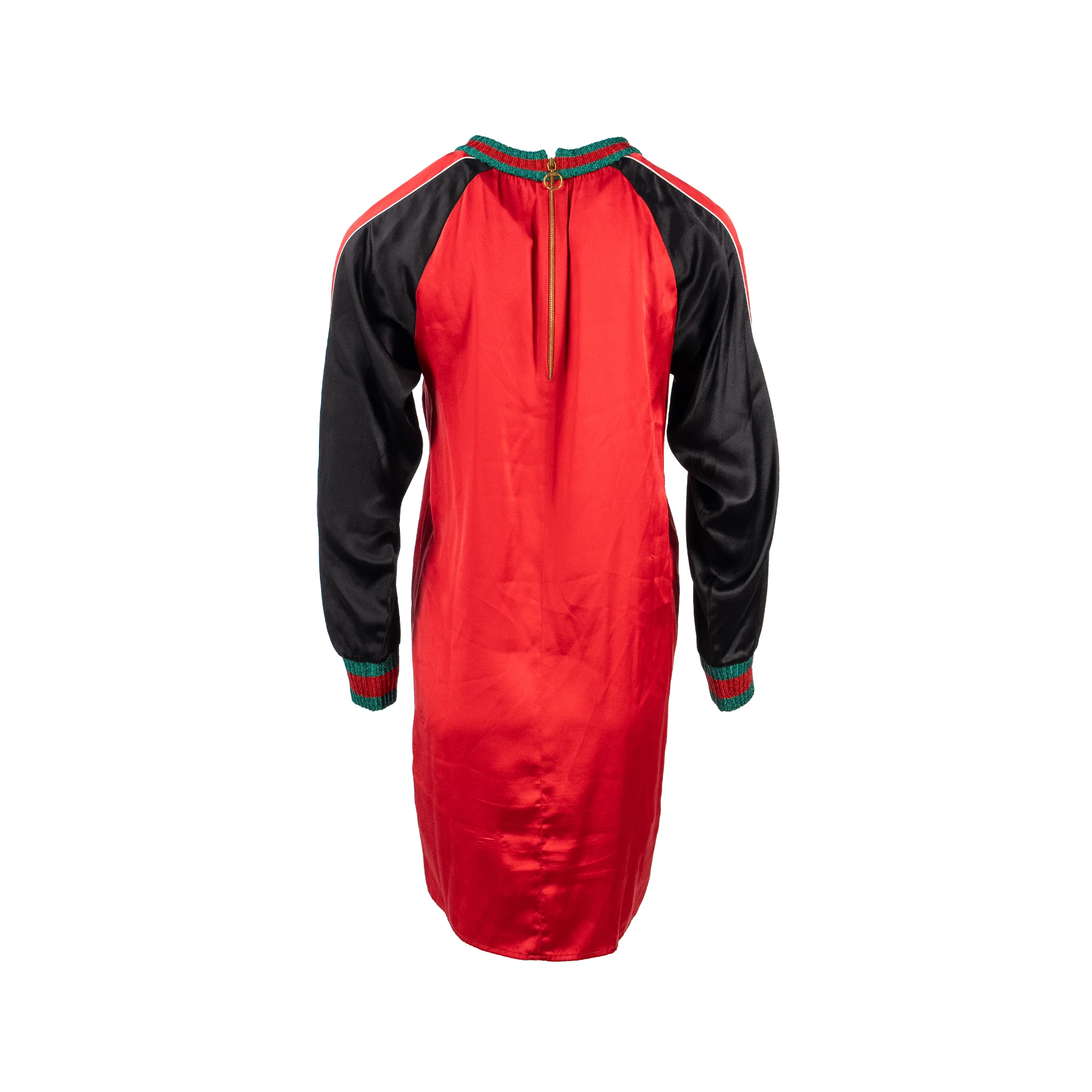 Gucci Size S Ghost Diamond Dress Silk Black/Red/White - Image 3