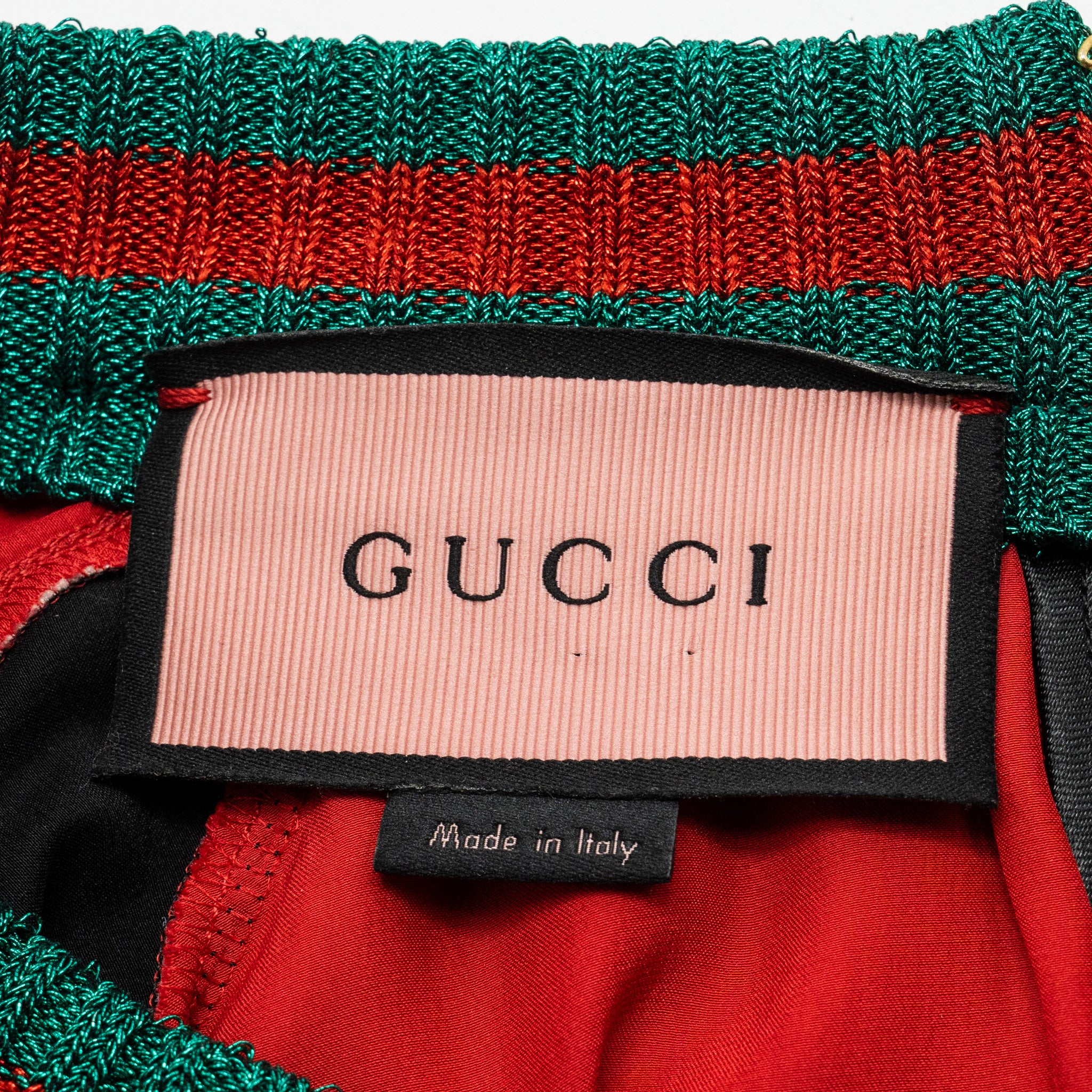 Gucci Size S Ghost Diamond Dress Silk Black/Red/White - Image 7