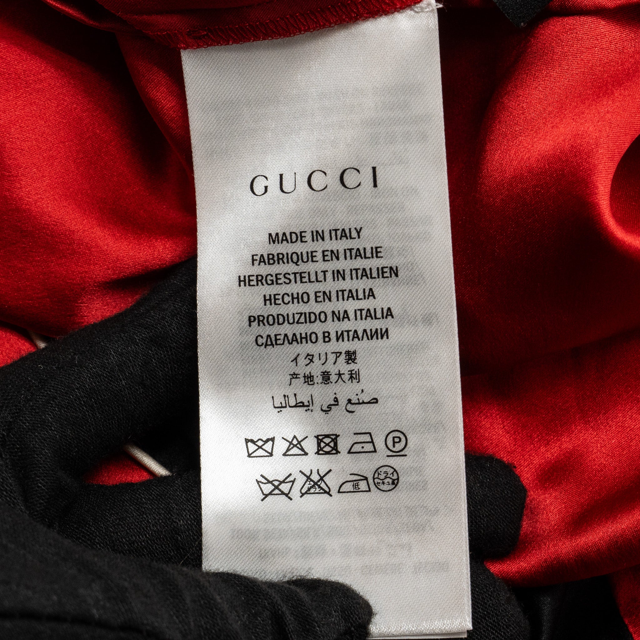 Gucci Size S Ghost Diamond Dress Silk Black/Red/White - Image 8