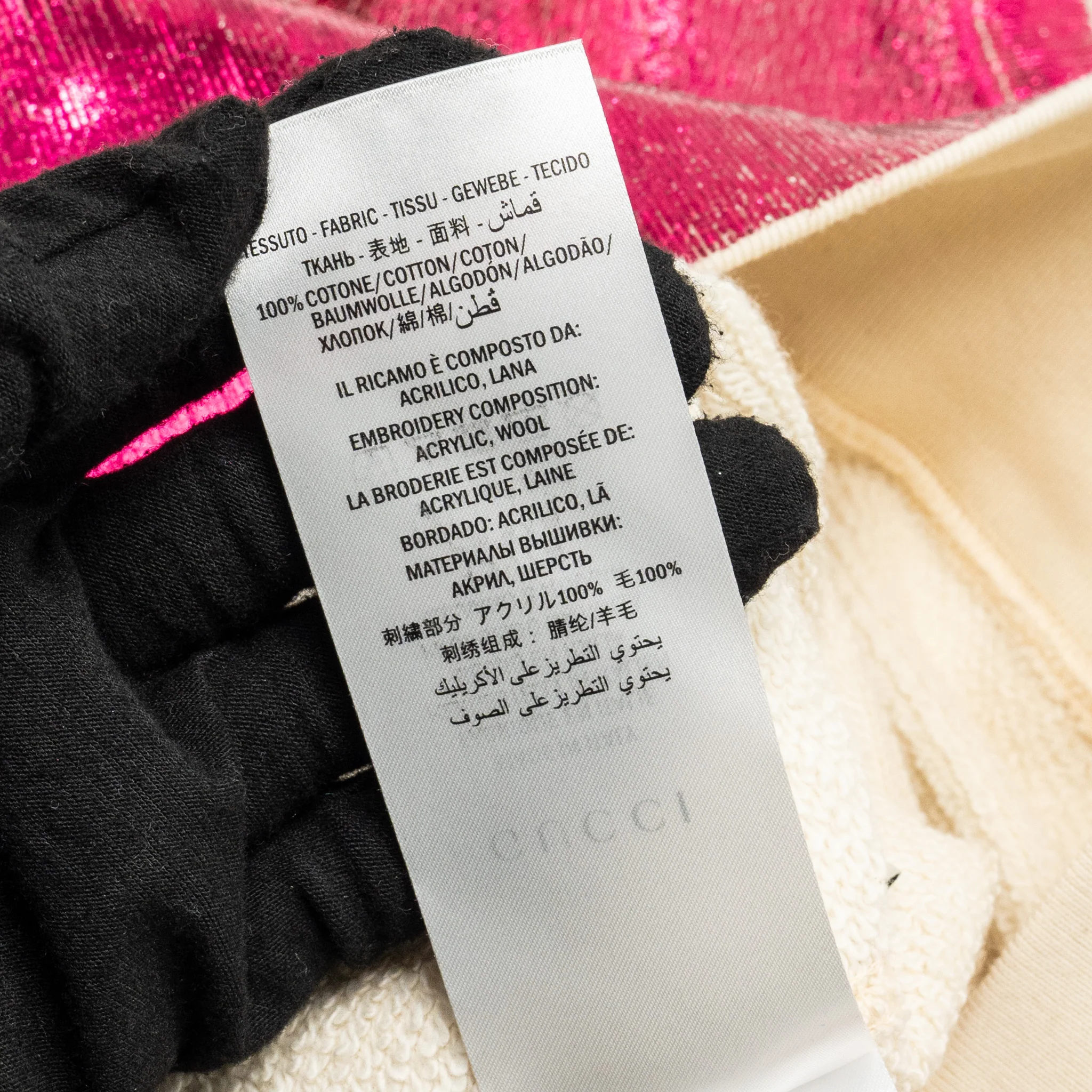 Gucci Size S Gucci Print and Blind for Love Embroidered Sweatshirt Cotton Metallic Dark Pink/White - Image 10