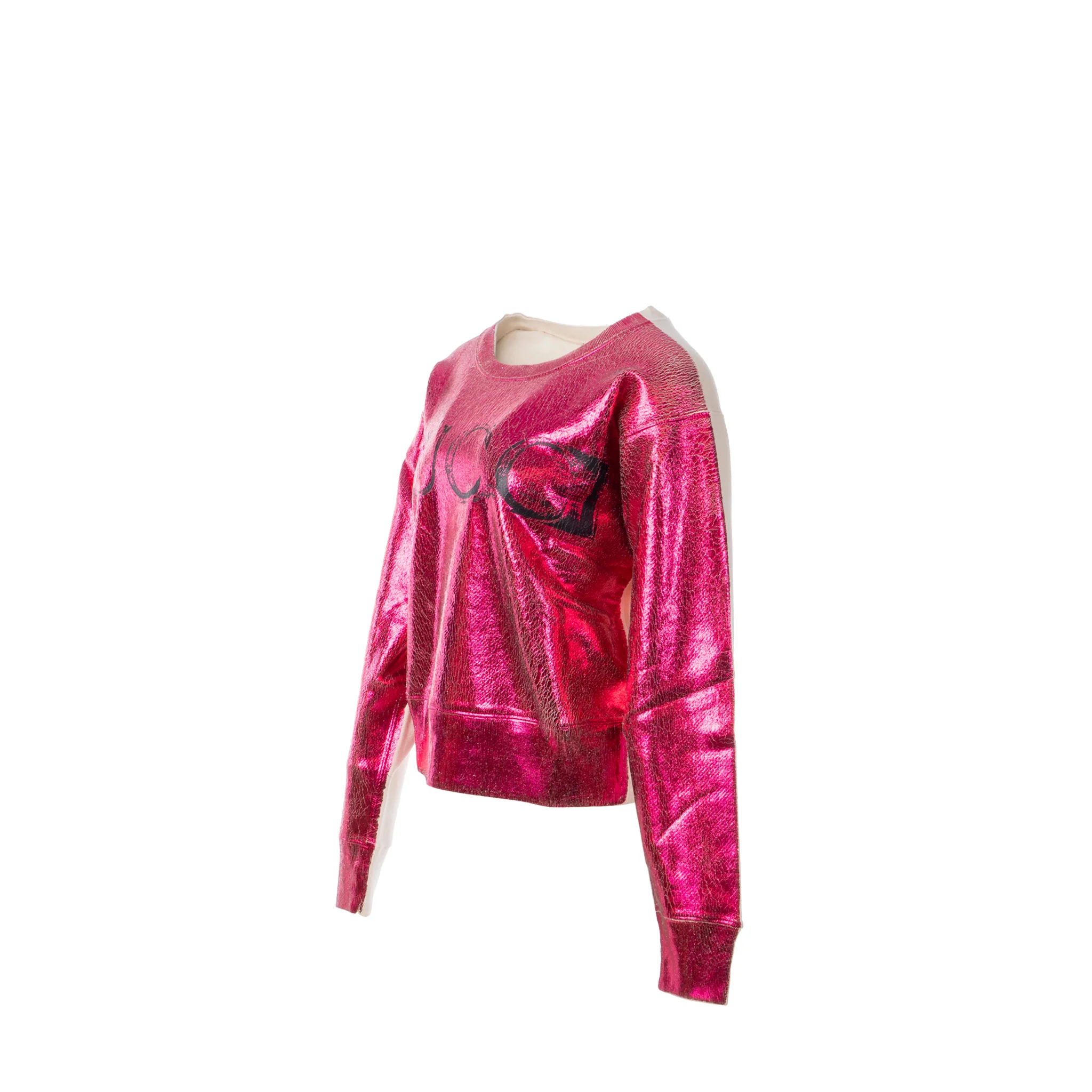 Gucci Size S Gucci Print and Blind for Love Embroidered Sweatshirt Cotton Metallic Dark Pink/White - Image 2