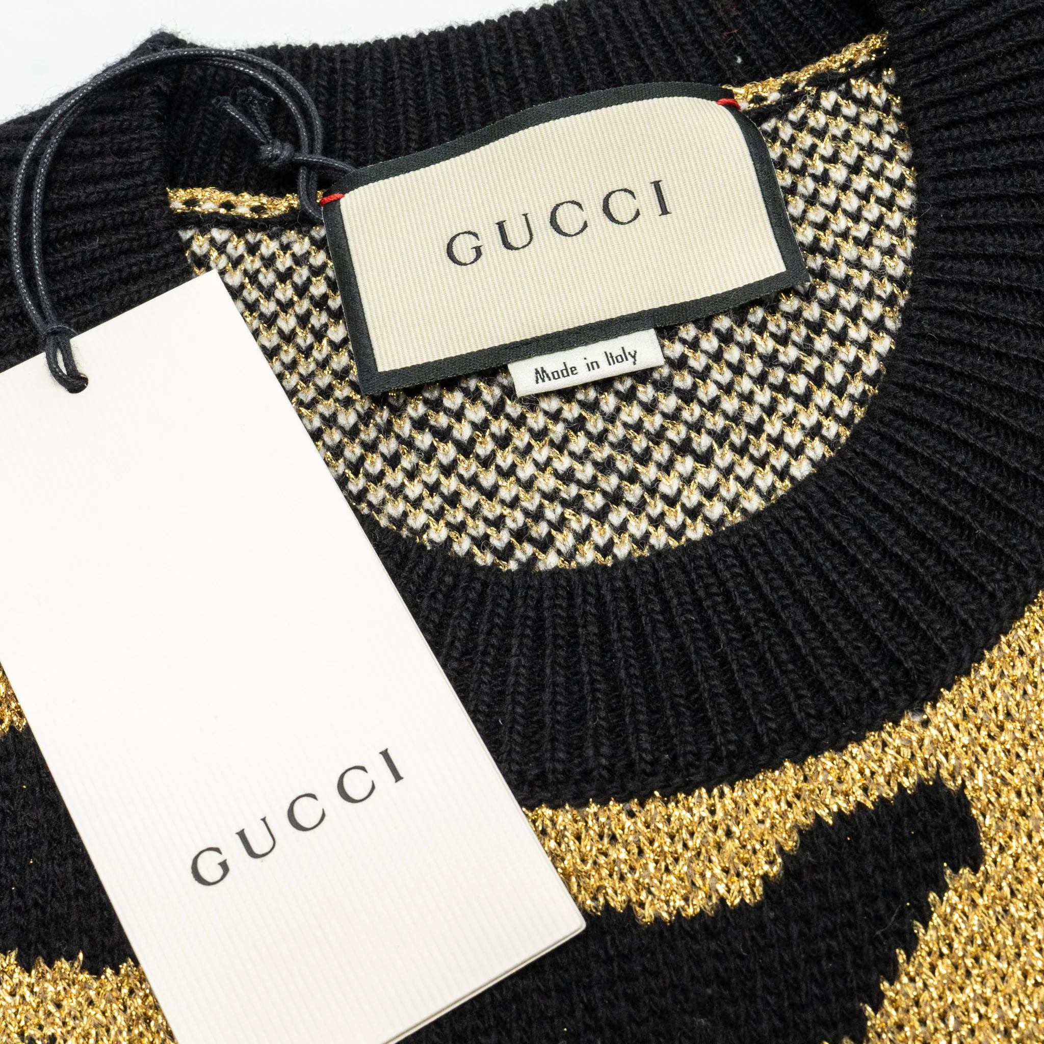 Gucci Size S Jacquard Tiger Sweater Wool/Metallised Fiber Gold/Black/Green - Image 6