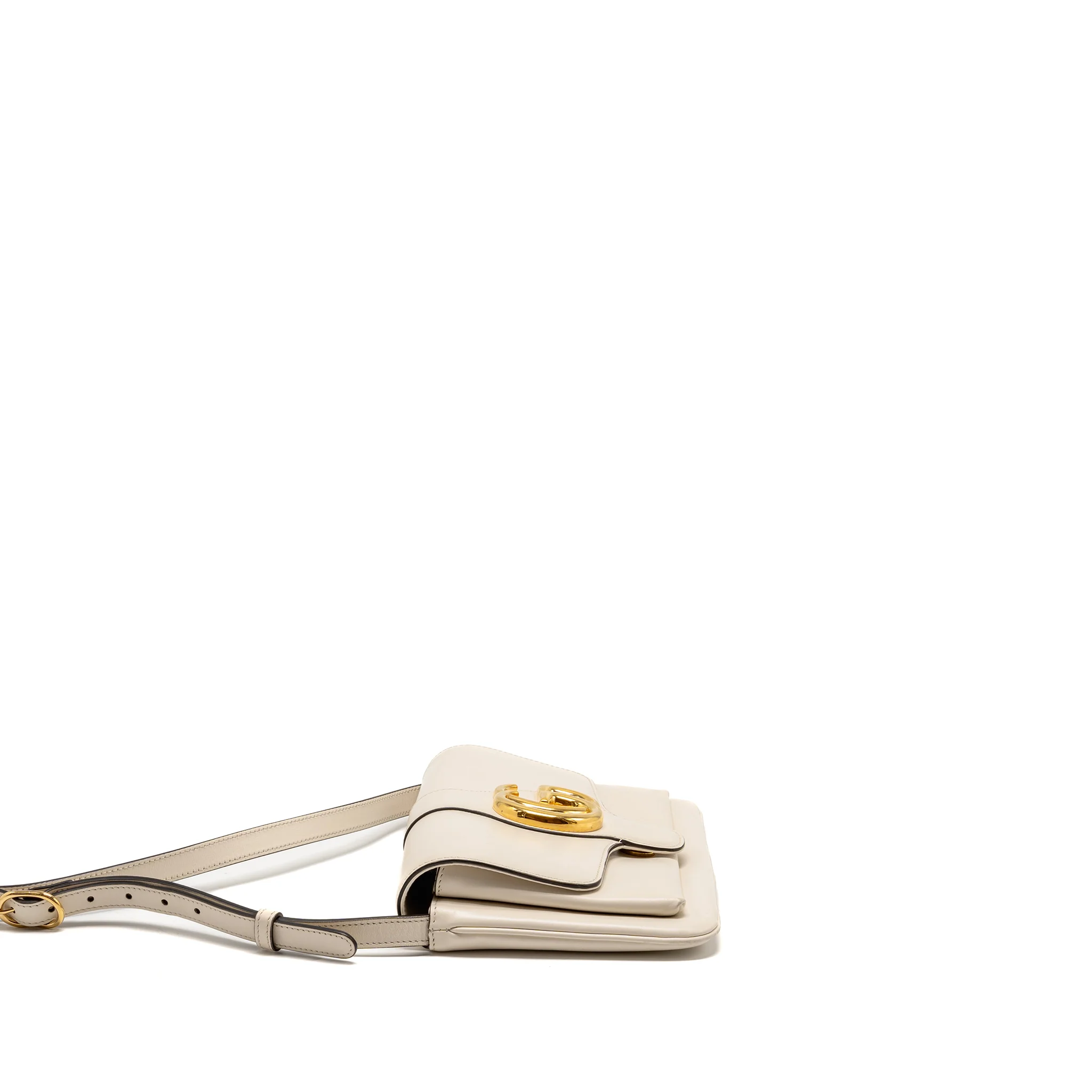 Gucci Small Arli Flap Bag Calfskin White GHW - Image 3