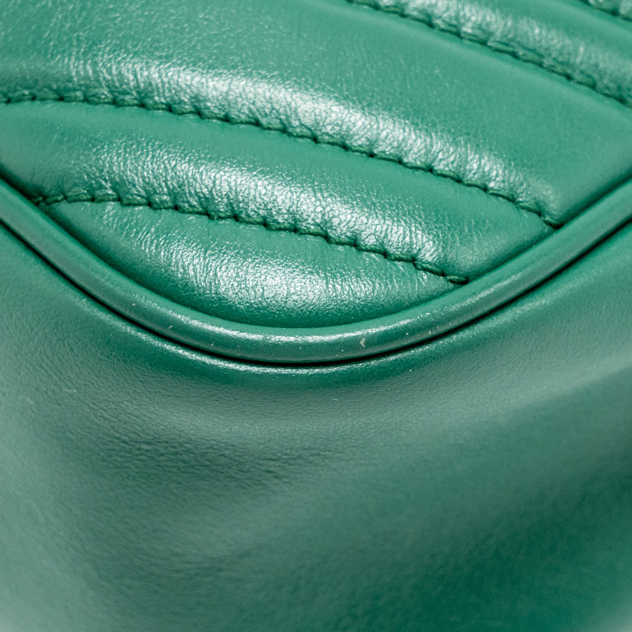GUCCI Small GG Marmont Crossbody Camera Bag Calfskin Green GHW - Image 10