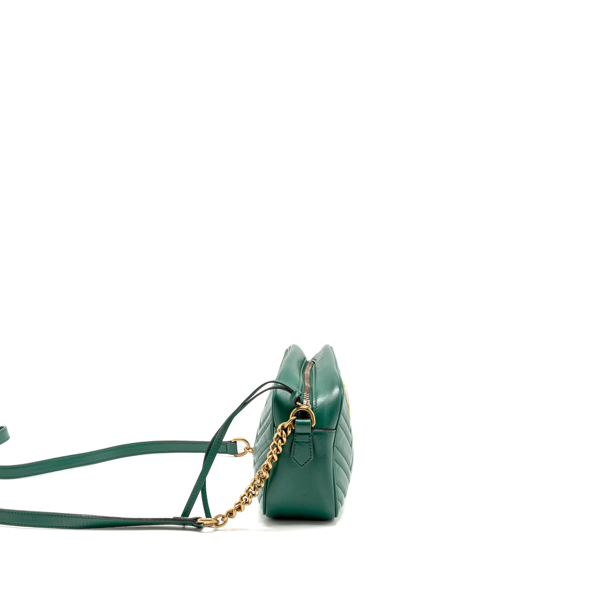 GUCCI Small GG Marmont Crossbody Camera Bag Calfskin Green GHW - Image 3