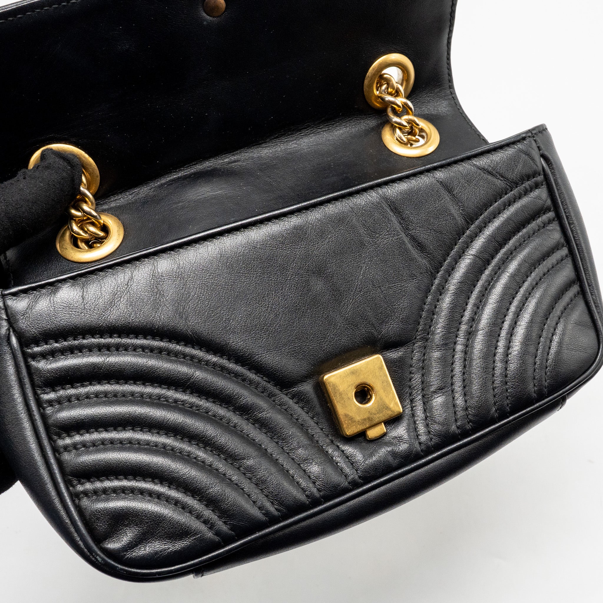 Gucci Small GG Marmont Shoulder Bag Calfskin Black GHW - Image 13