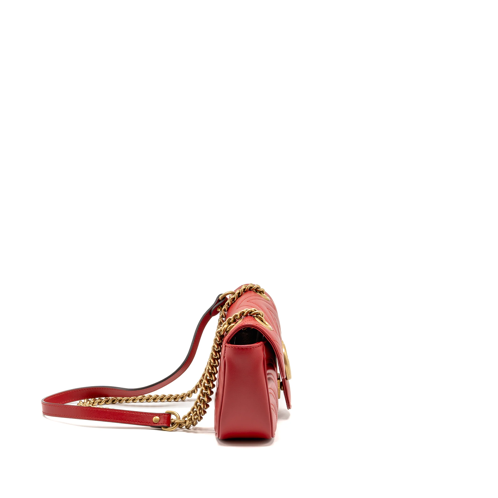 Gucci Small GG Marmont Shoulder Bag Calfskin Red Brushed GHW - Image 3