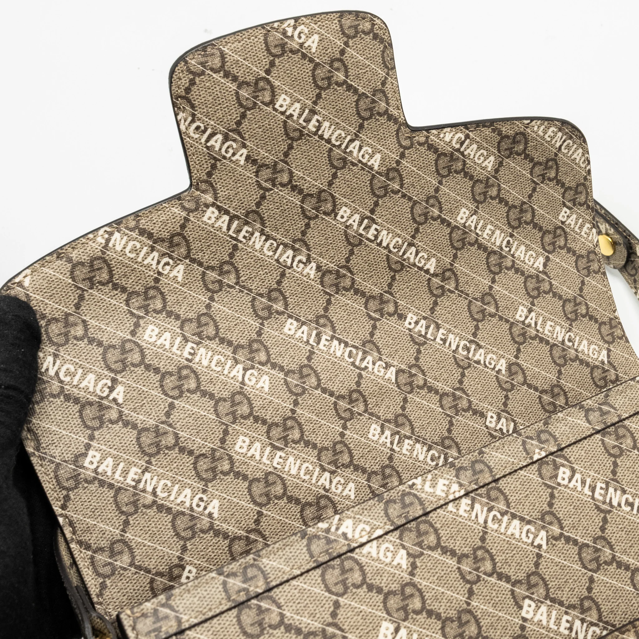 Gucci x Balenciaga Horsebit 1955 Bag GG Supreme/Balenciaga Print Canvas GHW - Image 14