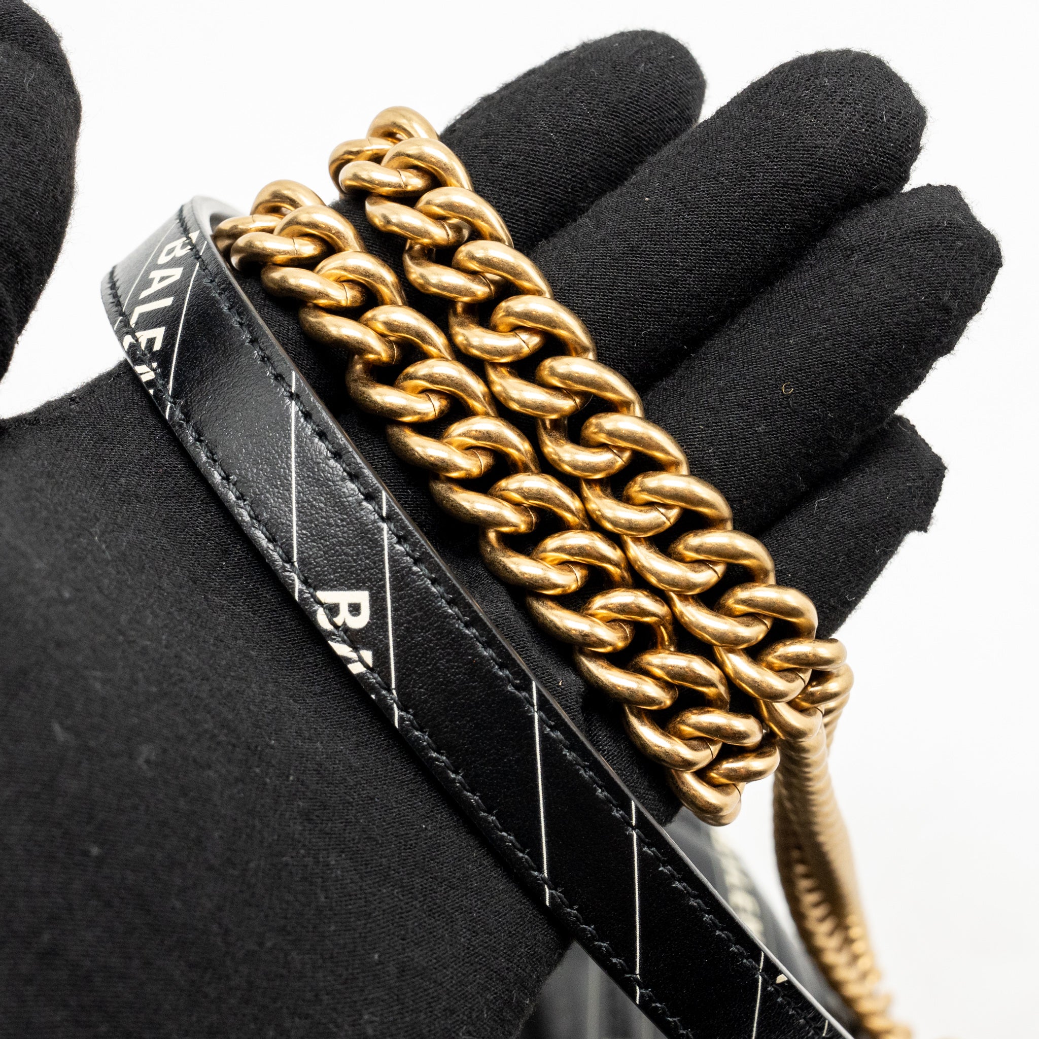 Gucci x Balenciaga The Hacker Project Small GG Marmont Bag Chevron Leather Black/White GHW - Image 17
