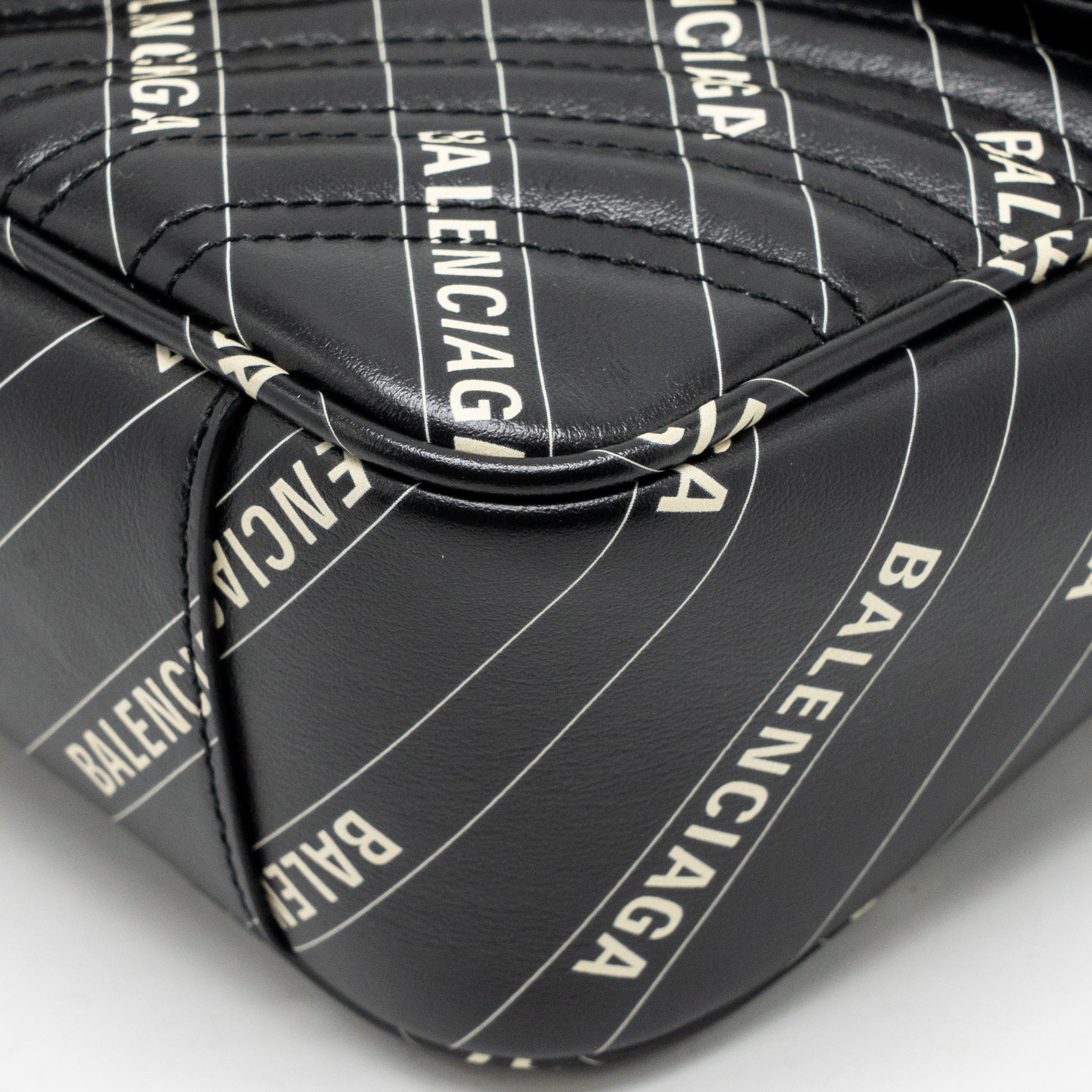 Gucci x Balenciaga The Hacker Project Small GG Marmont Bag Chevron Leather Black/White GHW - Image 8