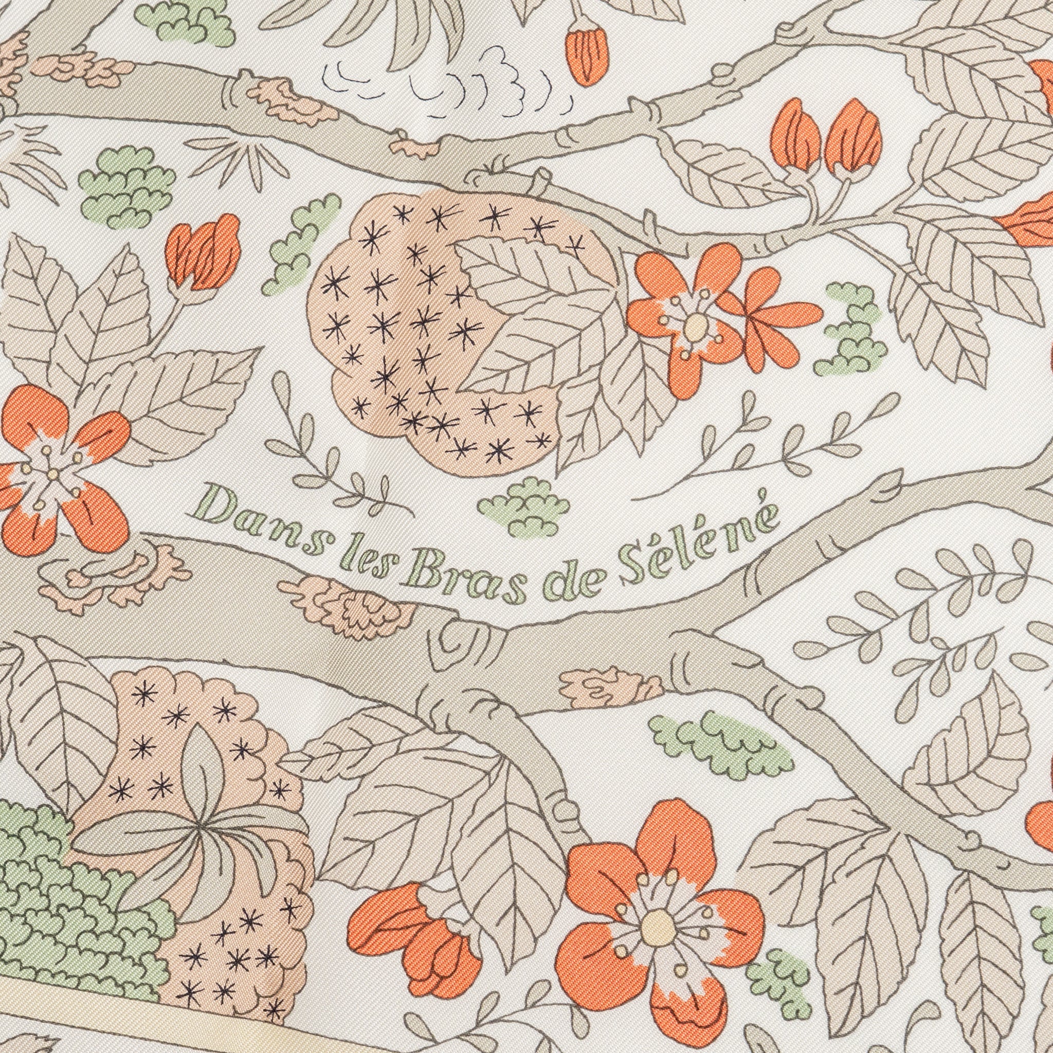 Hemes 90cm Silk Scarf Dans Les Bras de Selene Blanc/ Rose/ Vert - Image 4