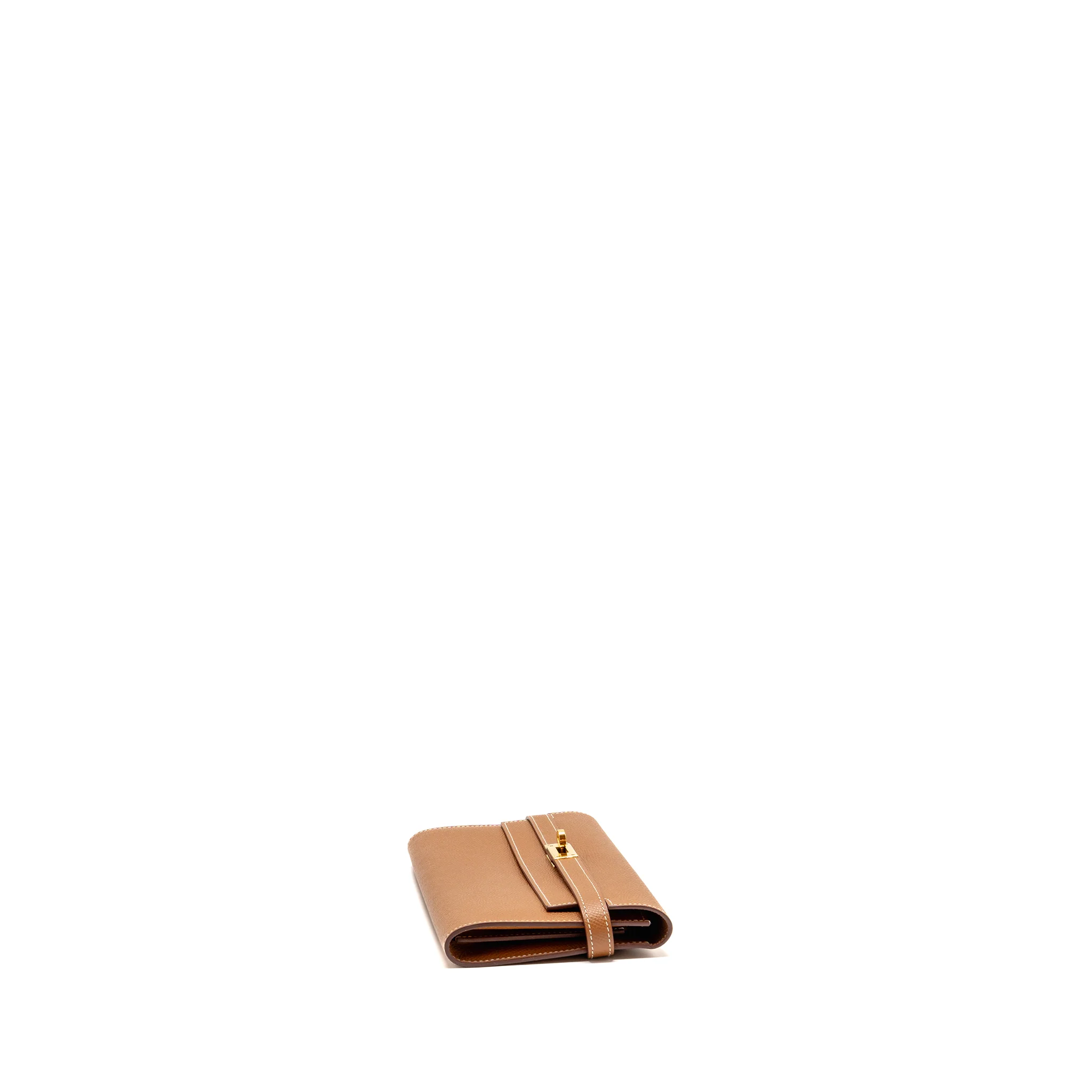 Hemes Kelly Long Wallet Epsom Gold GHW Stamp C - Image 4