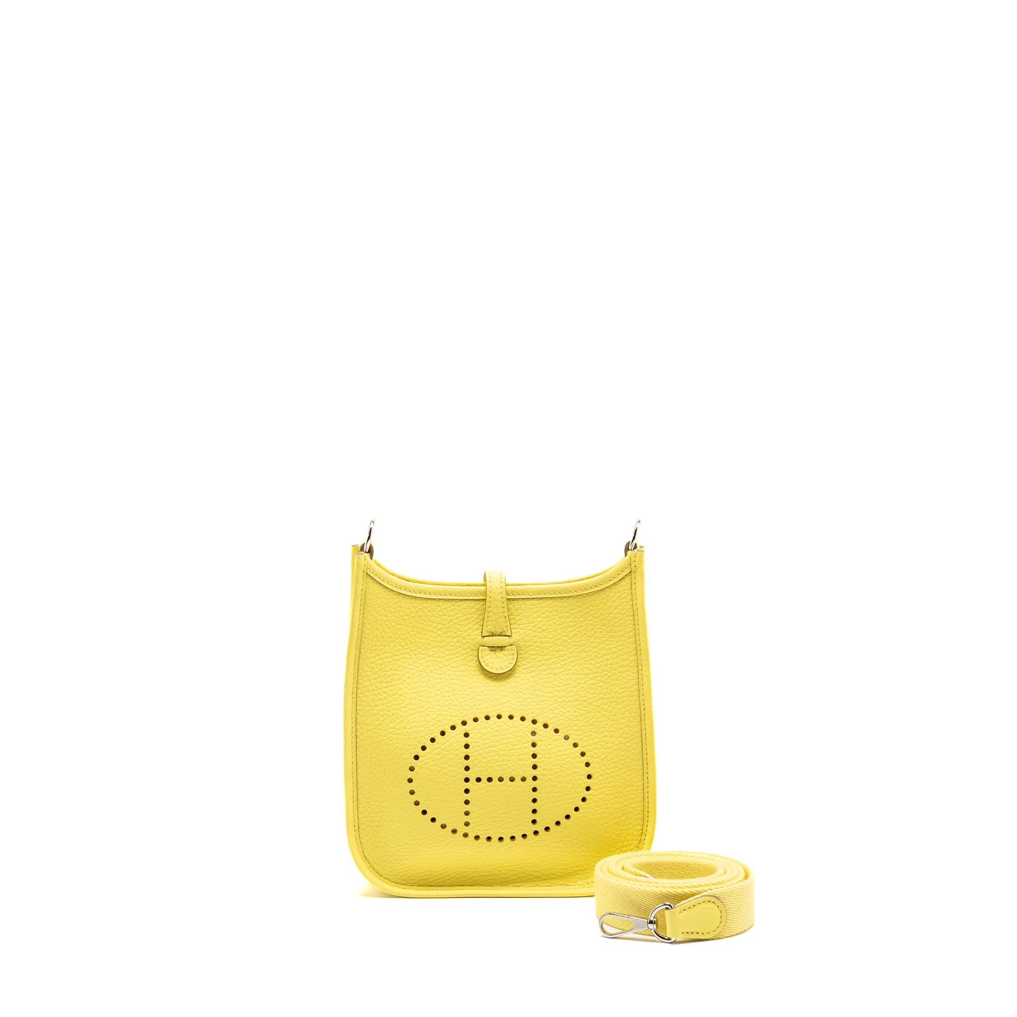 Hermes Mini Evelyne Clemence Limoncello SHW Stamp W