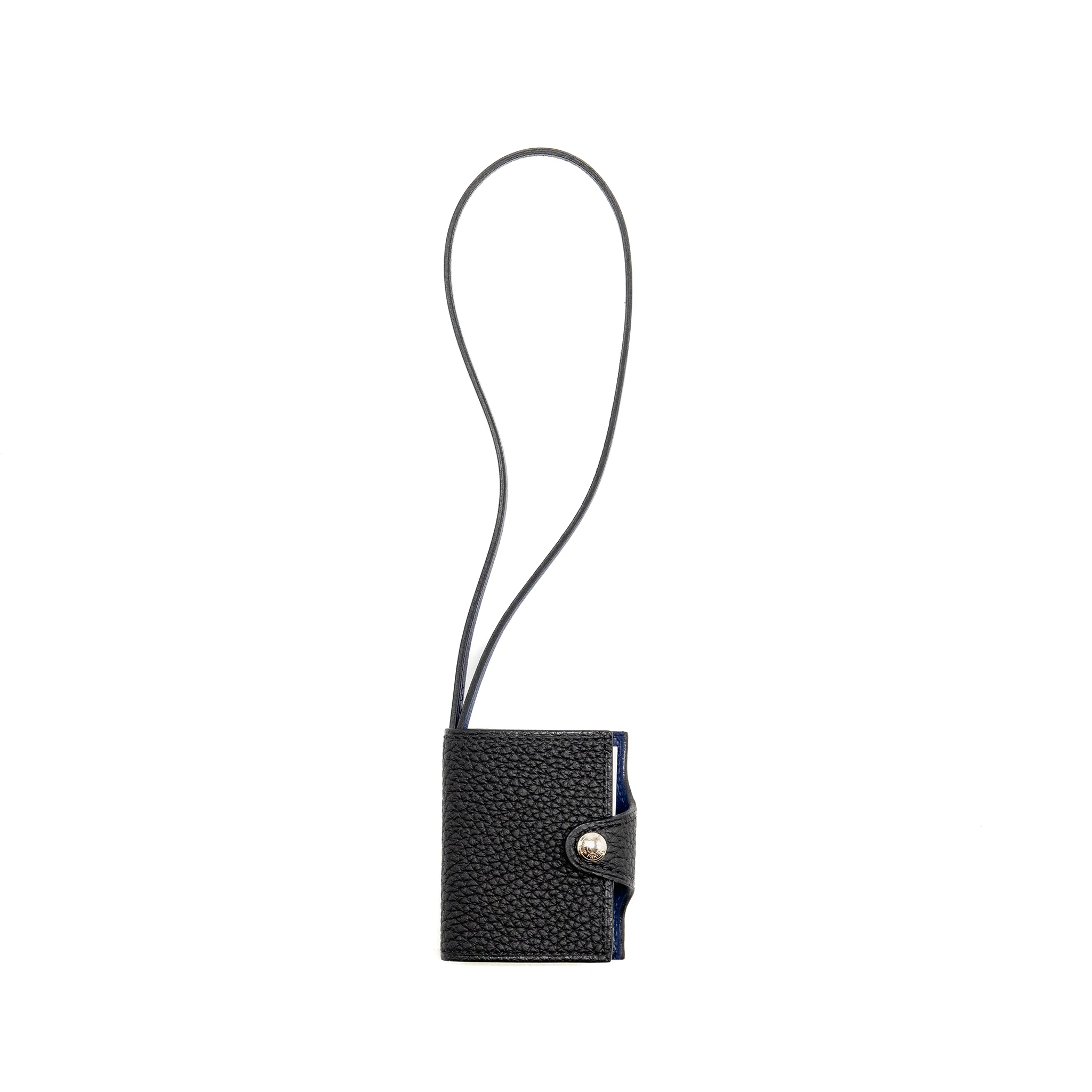 Hermes Ulysse Nano Charm Togo/Swift Black/Blue Saphir SHW