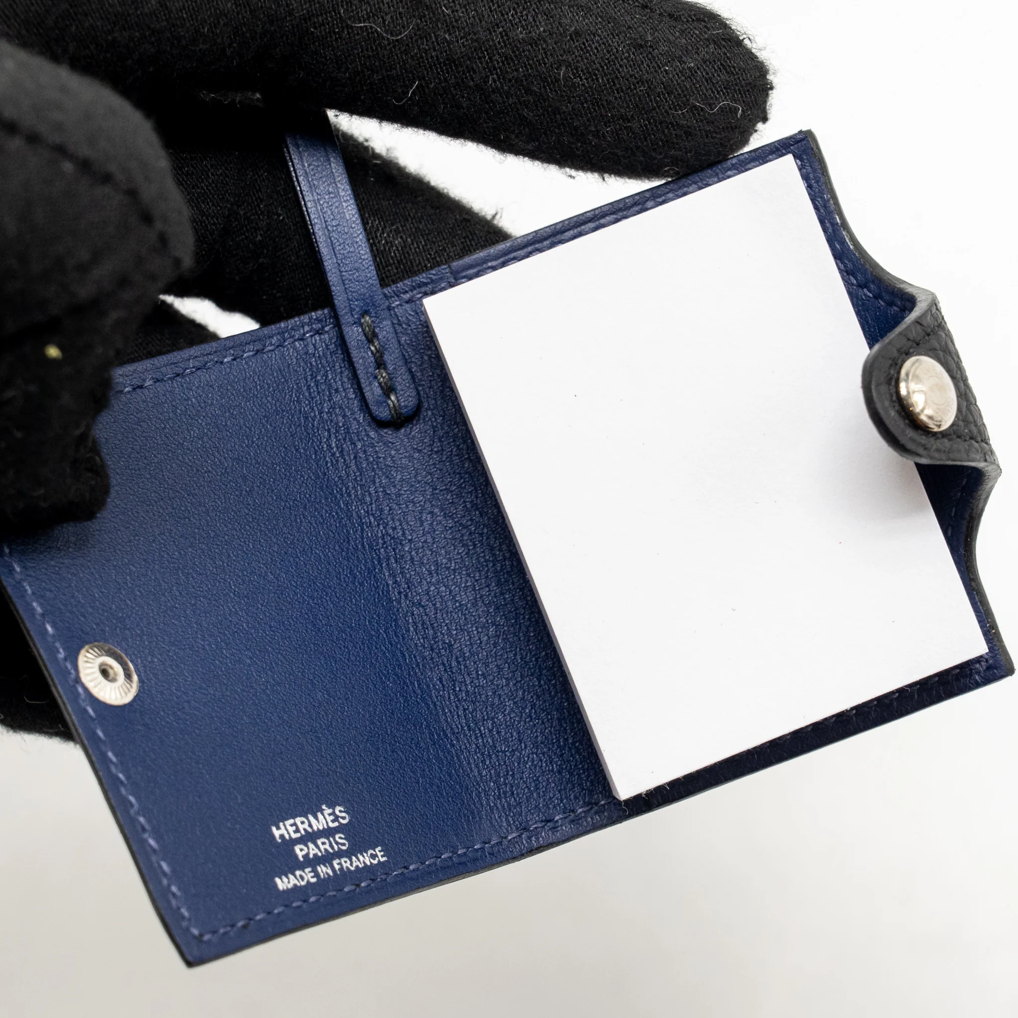 Hermes Ulysse Nano Charm Togo/Swift Black/Blue Saphir SHW - Image 3
