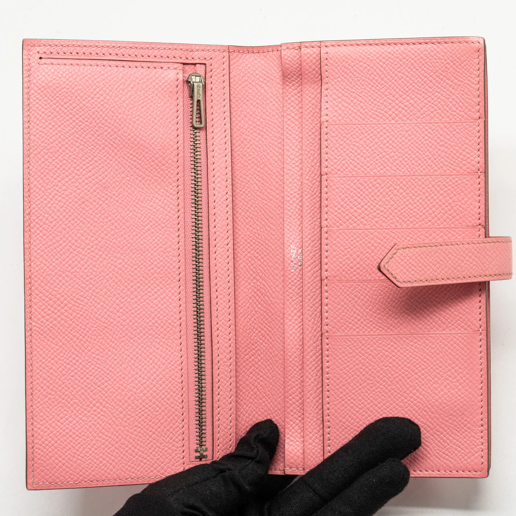 Hermes Bearn Long Wallet Epsom Rose Confetti SHW Stamp Square R - Image 11