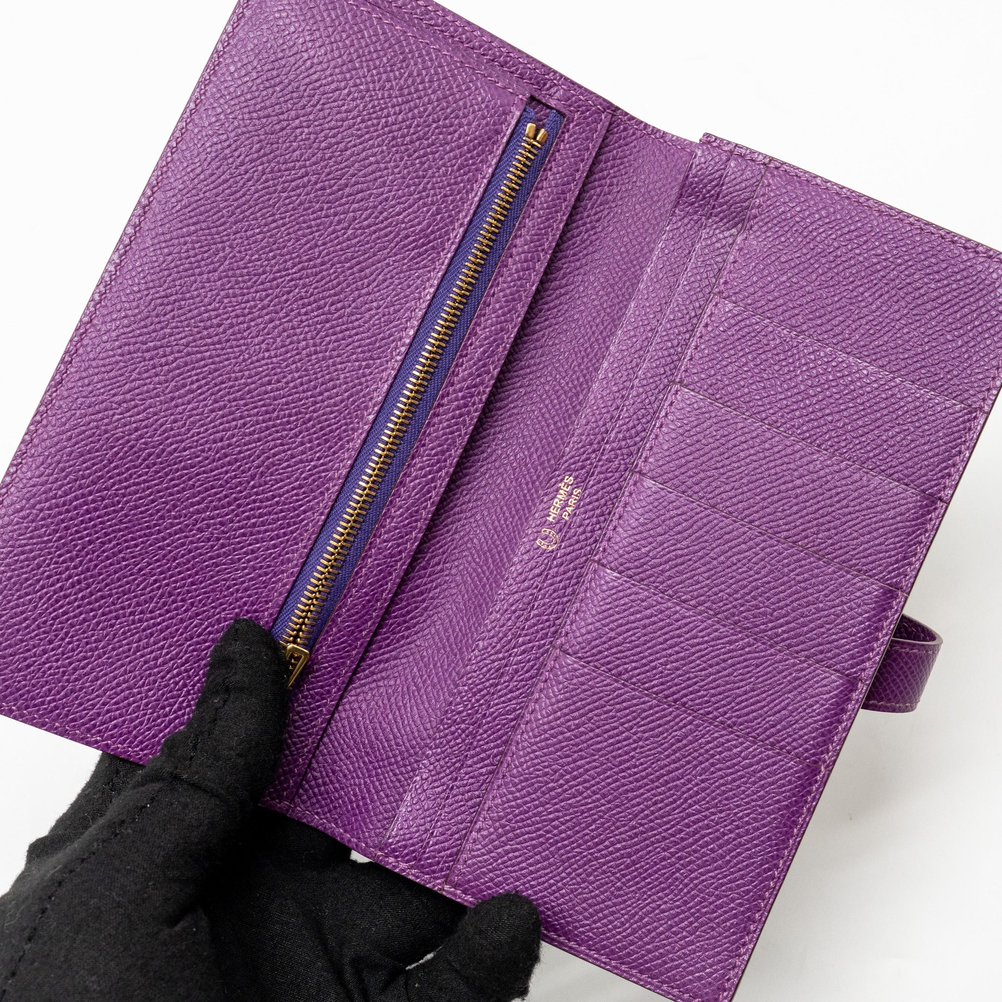 Hermes Bearn Wallet Special Order Epsom Purple/Multicolour GHW Stamp Square R - Image 10